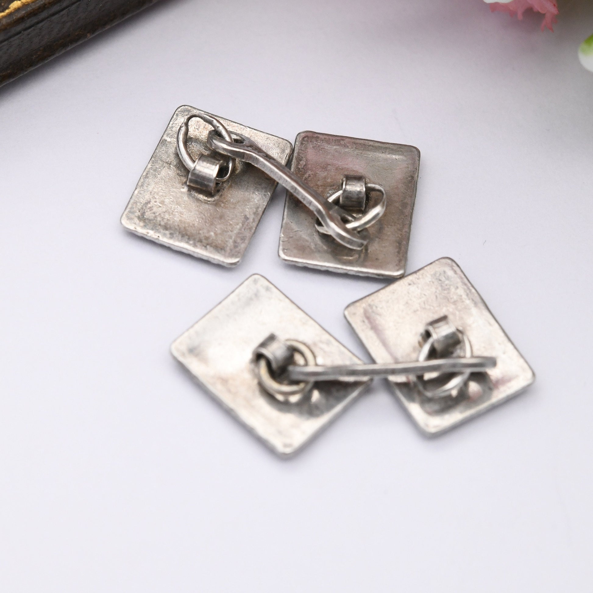 Vintage Silver 13 Cufflinks with Gold Enamel - Lucky Number 13 | Pretty Border