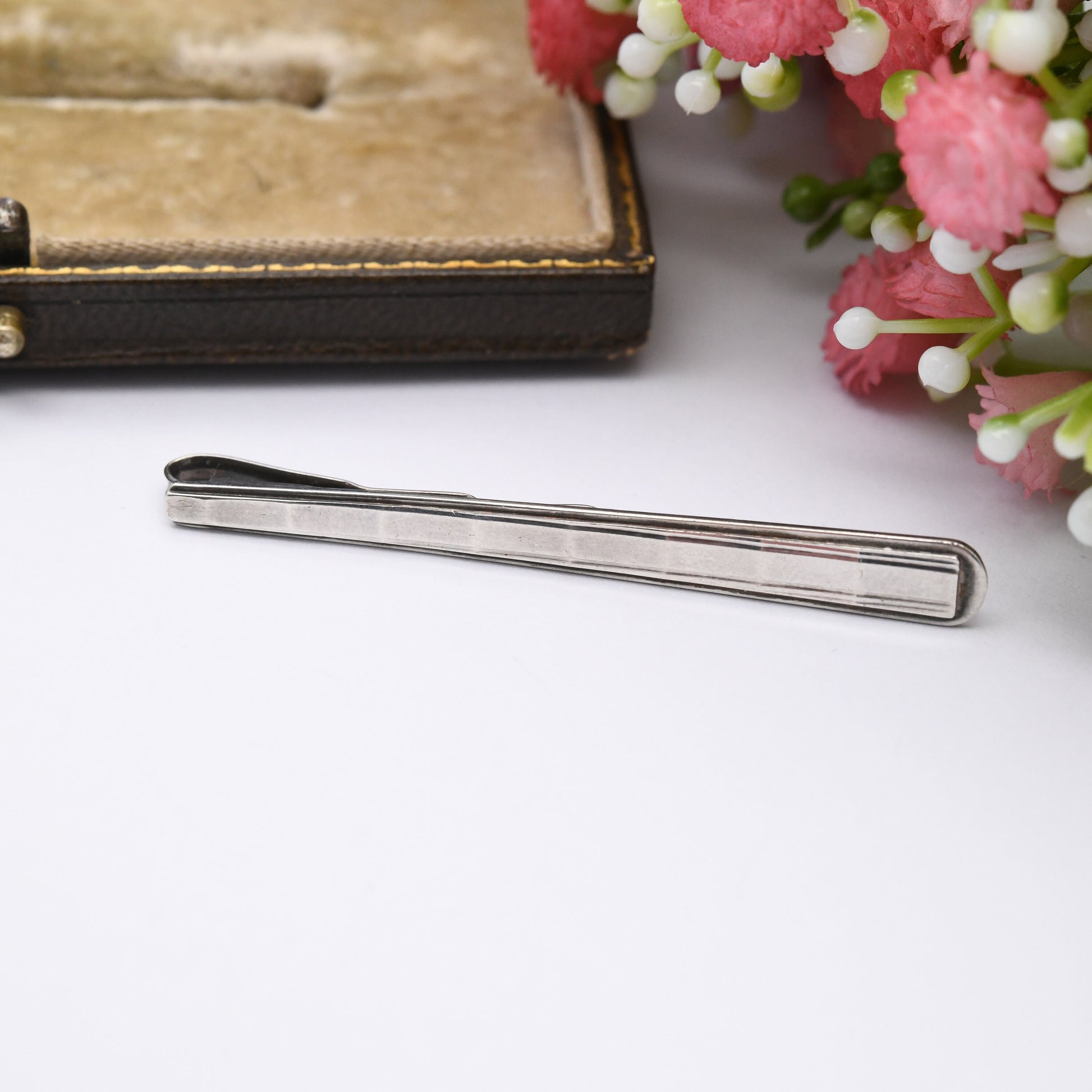 Vintage Andreas Daub Sterling Silver Tie Slide A*D - Mid-Century Minimal Professional Men's Tie Clip | Gift for Him.