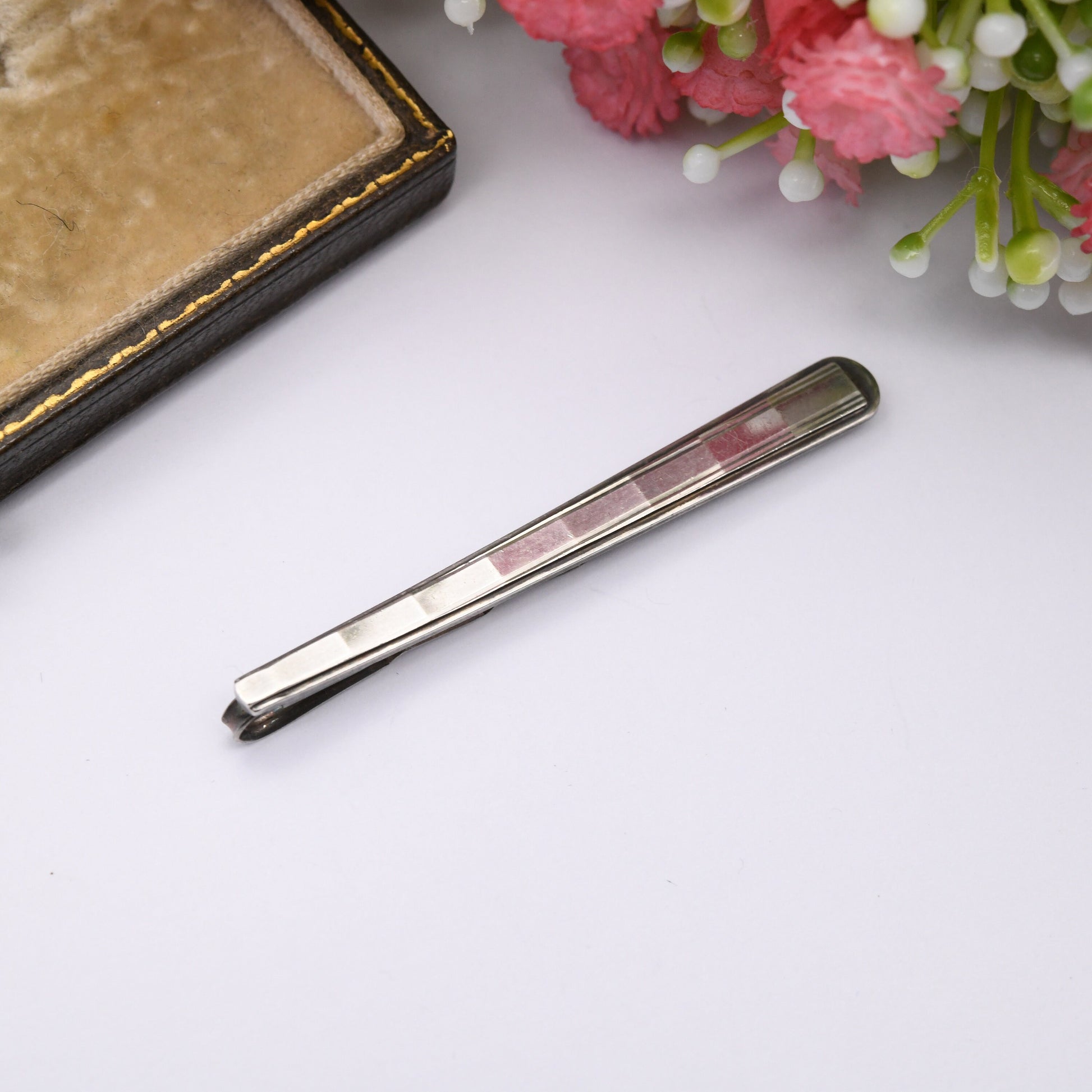 Vintage Andreas Daub Sterling Silver Tie Slide A*D - Mid-Century Minimal Professional Men's Tie Clip | Gift for Him.