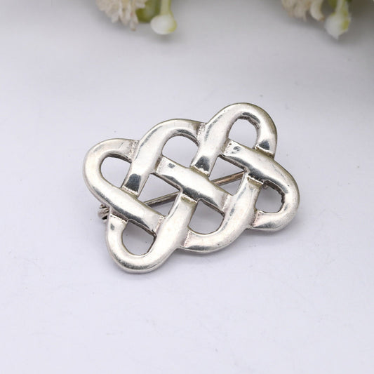 Vintage Scottish Sterling Silver Brooch - Small Celtic Knot Design