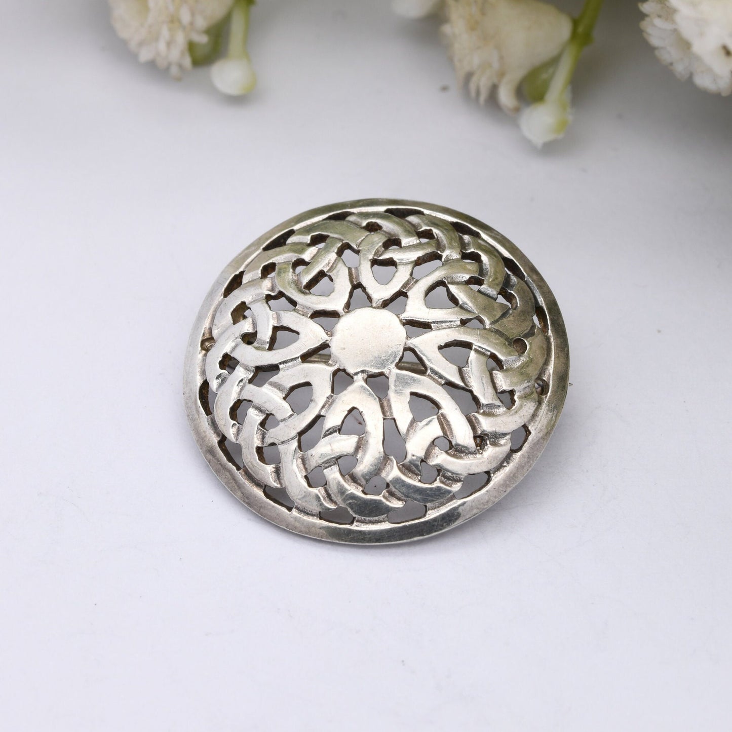 Vintage Sterling Silver Celtic Knot Brooch 1996 - Irish Triquetra Circle | Dublin Hallmarks