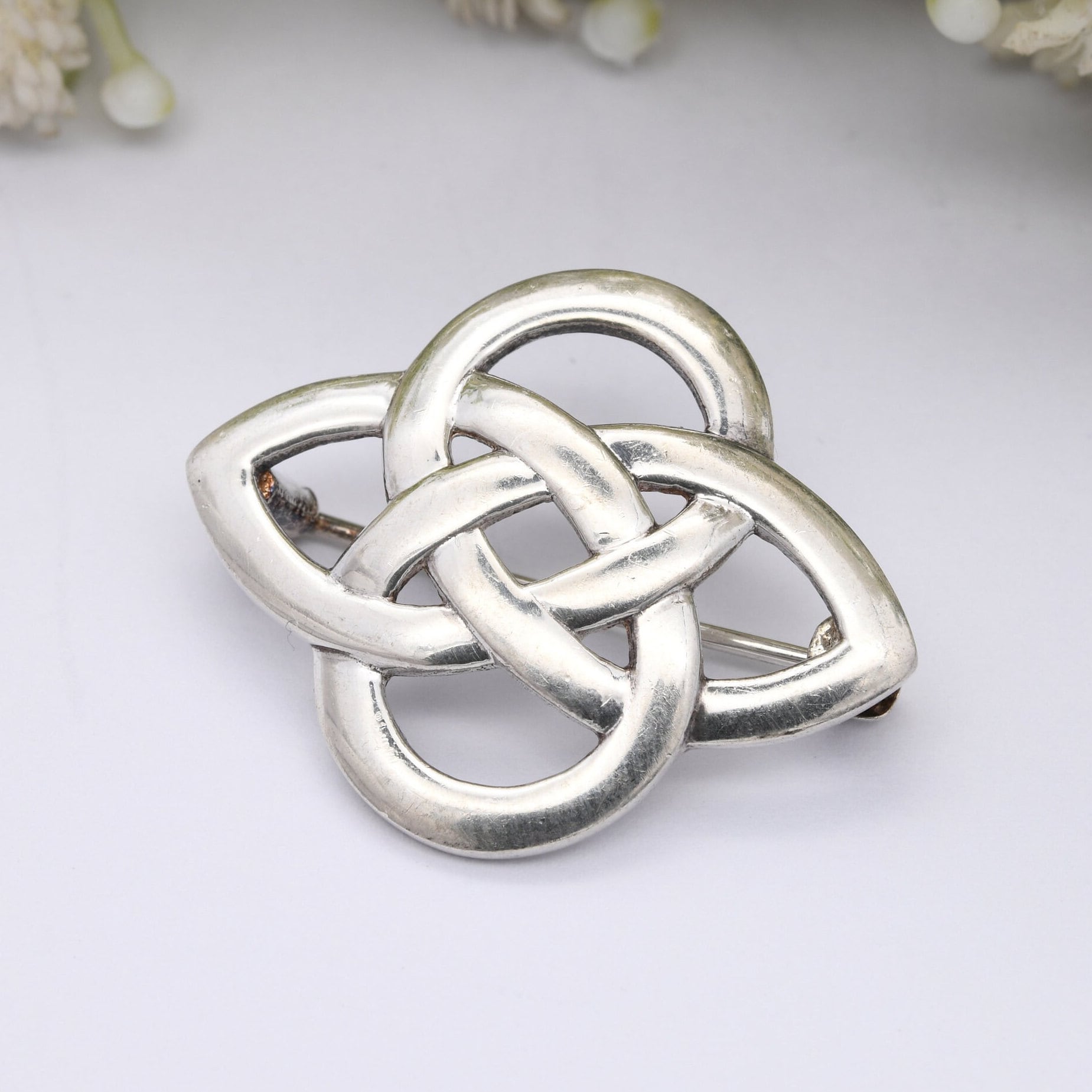 Vintage Kit Heath Sterling Silver Brooch - Open Celtic Knot Design | Twisted Quatrefoil