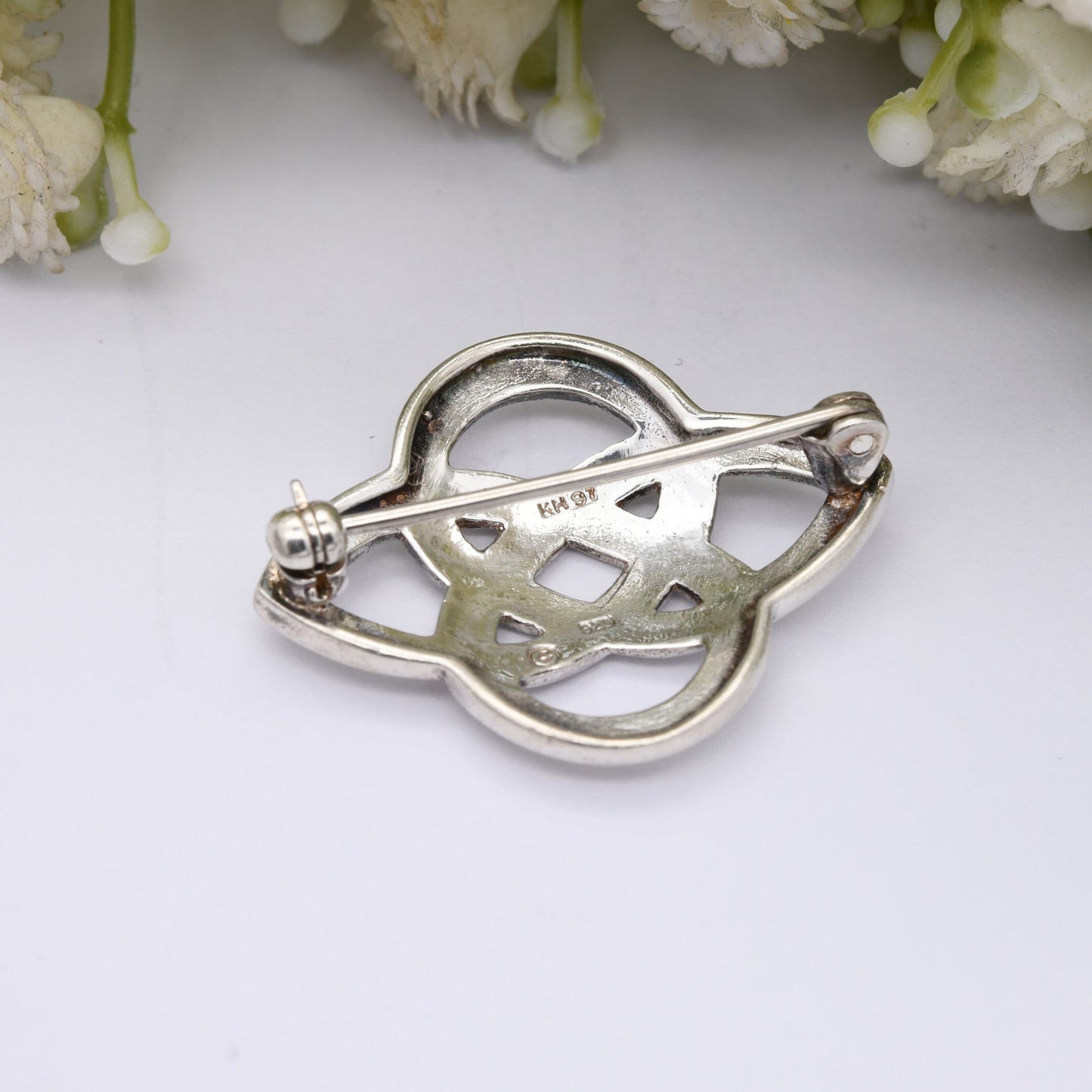 Vintage Kit Heath Sterling Silver Brooch - Open Celtic Knot Design | Twisted Quatrefoil