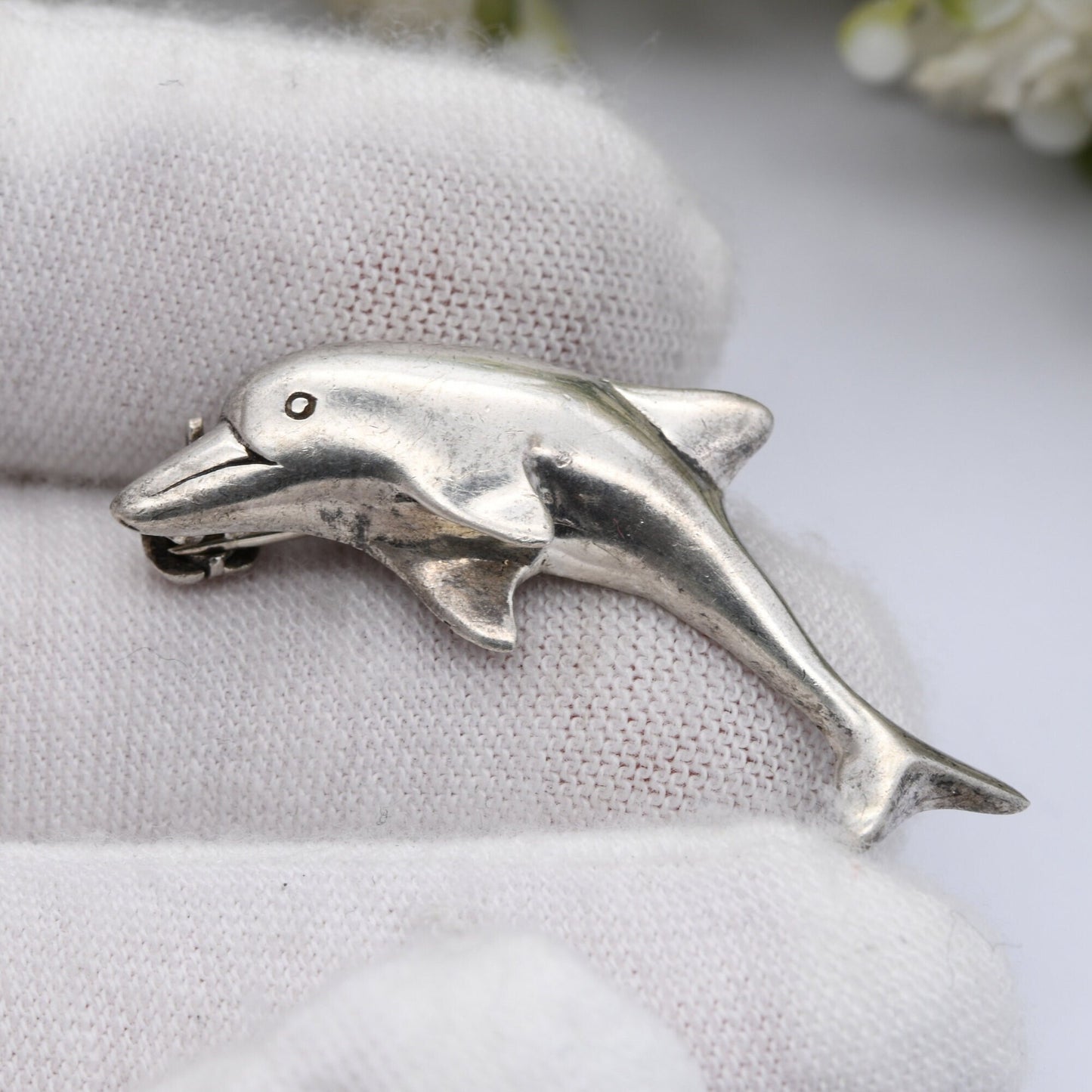 Vintage Sterling Silver Dolphin Brooch - Novelty Animal Jewellery | Sea | Ocean | Nature