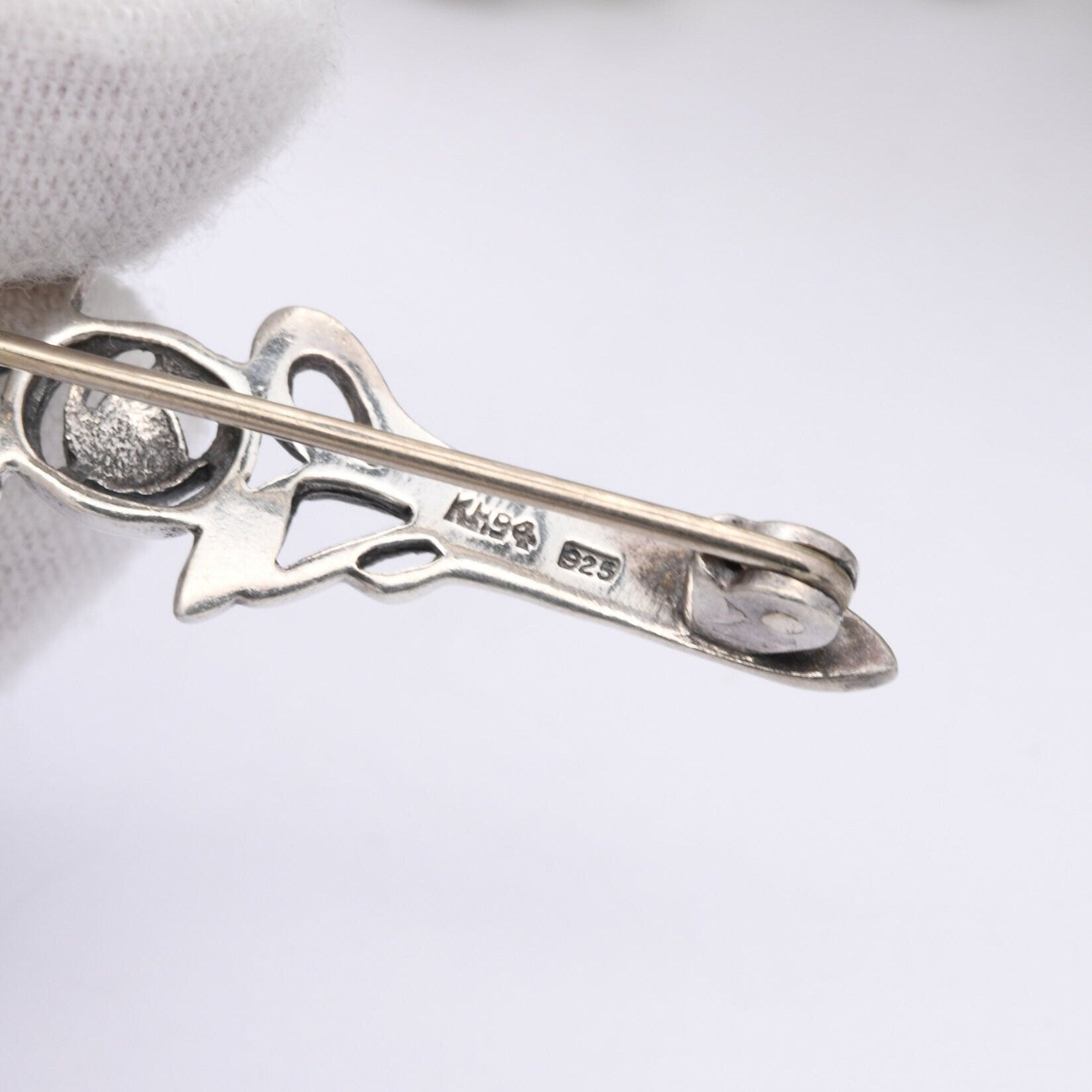 Vintage Kit Heath Sterling Silver Celtic Rose Bar Brooch - Mackintosh Style | Glasgow Rose Flower Design