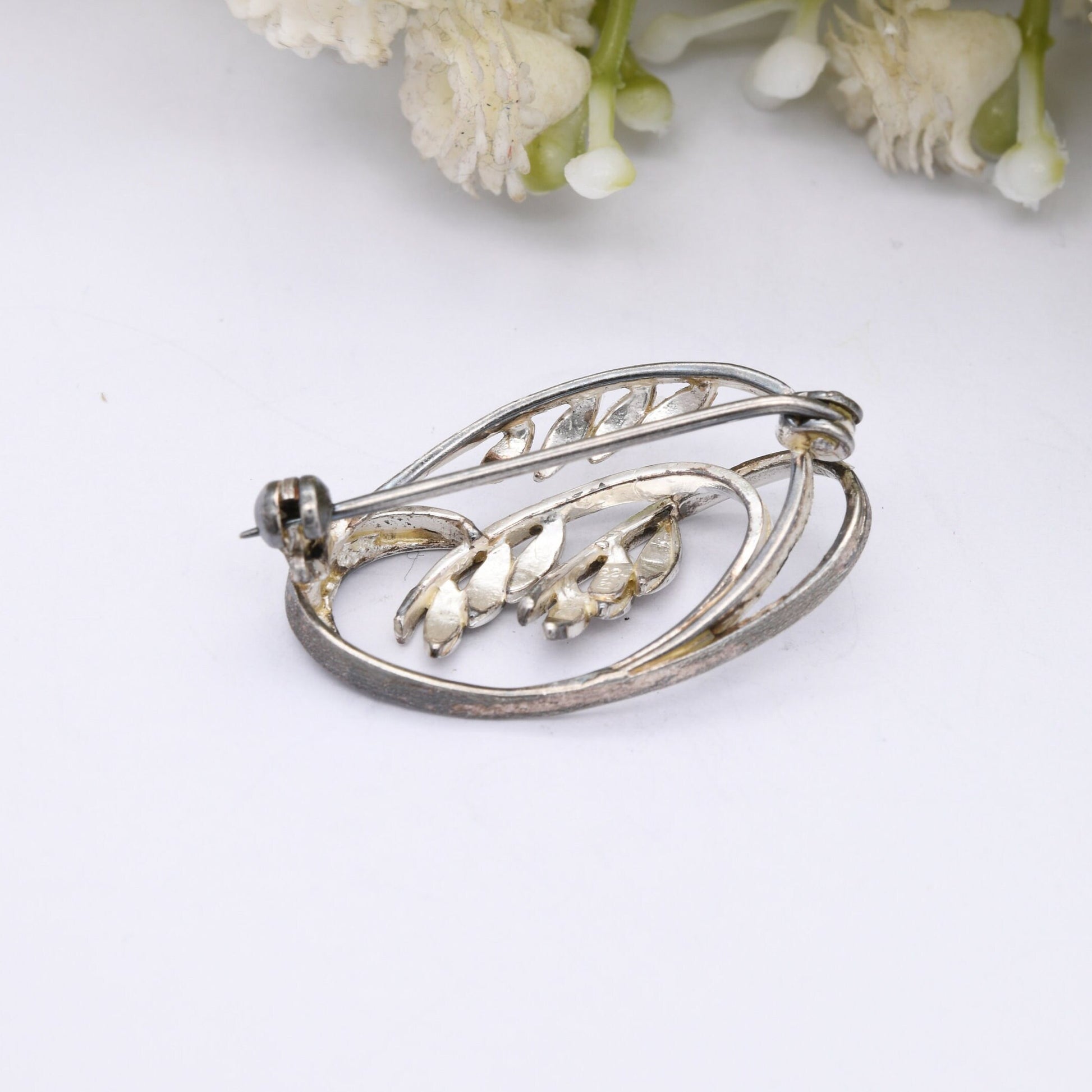 Vintage Kordes and Lichtenfels Sterling Silver Openwork Leaf Brooch - Mid-Century Modern Floral Cut Out Design