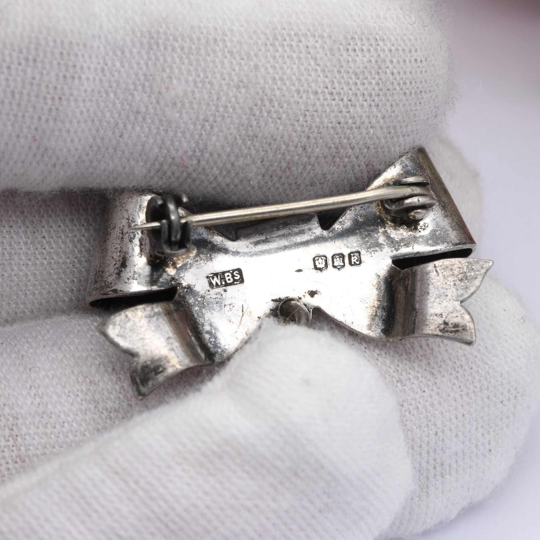 Vintage Ward Brothers Sterling Silver Bow Brooch with Pendant Drop 1965 - Victorian Style | Cute Bow Jewellery | Scottish Silver Jewellery