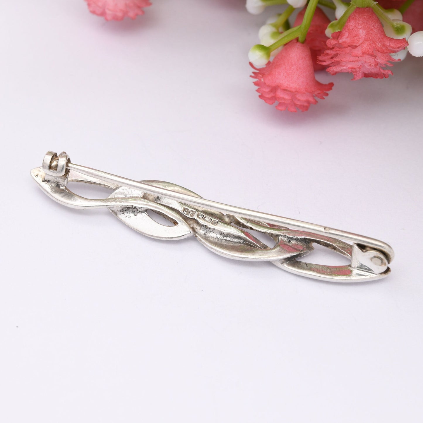 Vintage Sterling Silver Bar Brooch 1992 by Ron Fairweather - Minimalist Silver Twisted Jewellery