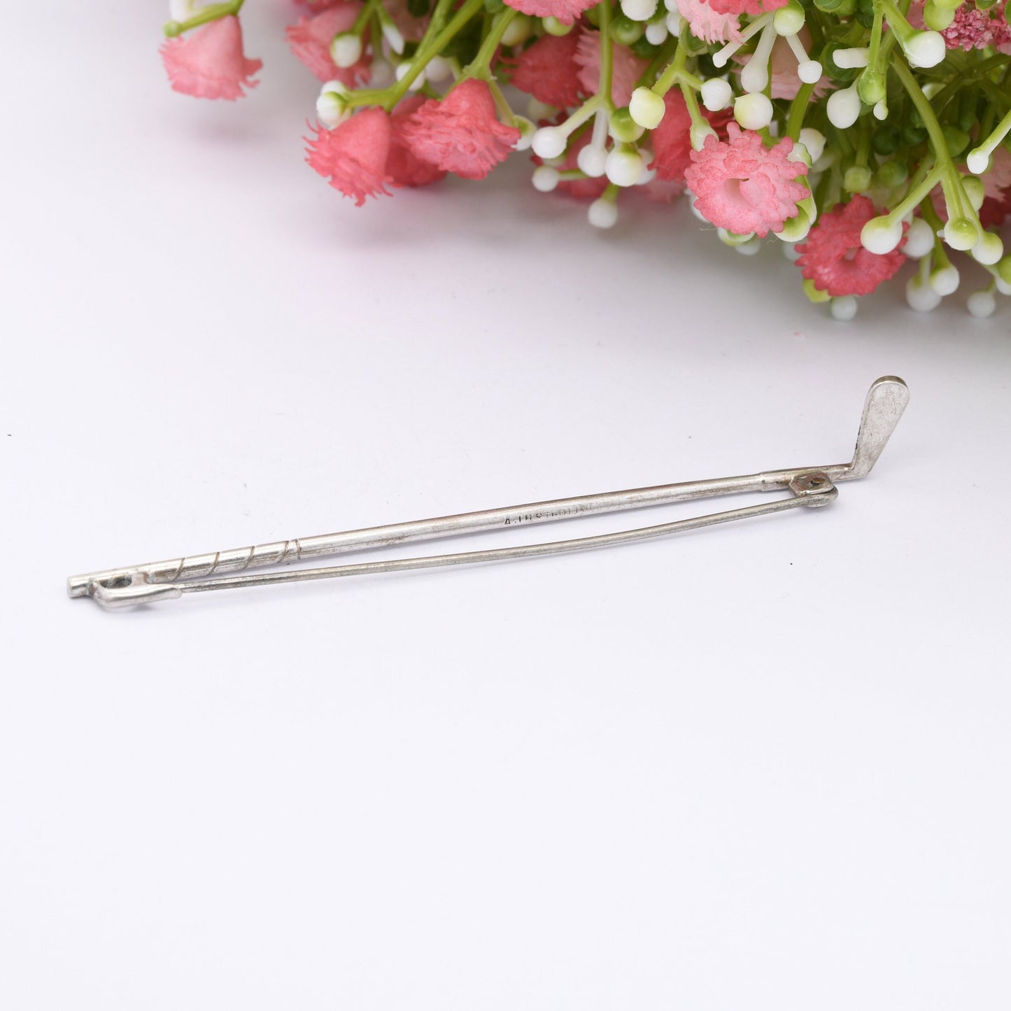 Vintage Golf Club Sterling Silver Brooch - Golfing Gift | Unusual Bar Brooch