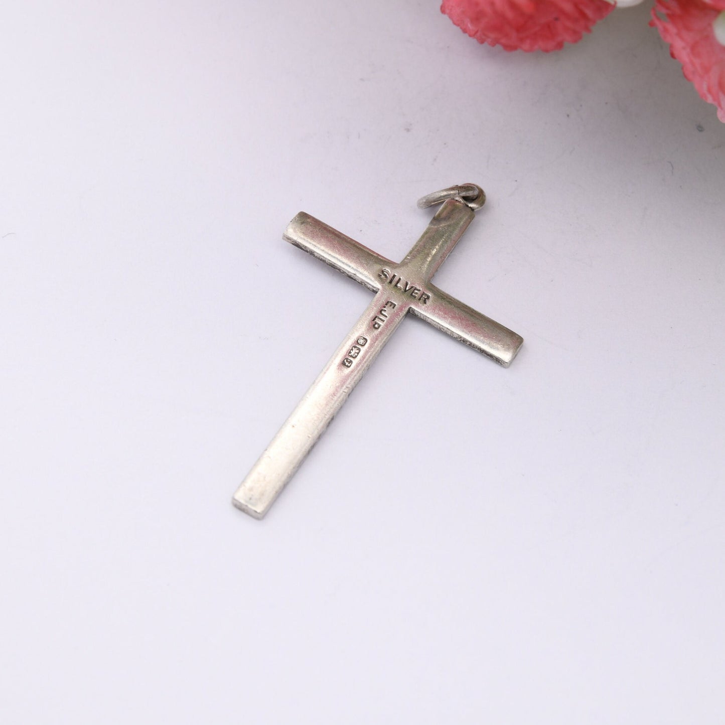 Vintage Sterling Silver Cross Pendant with Star Design 1980