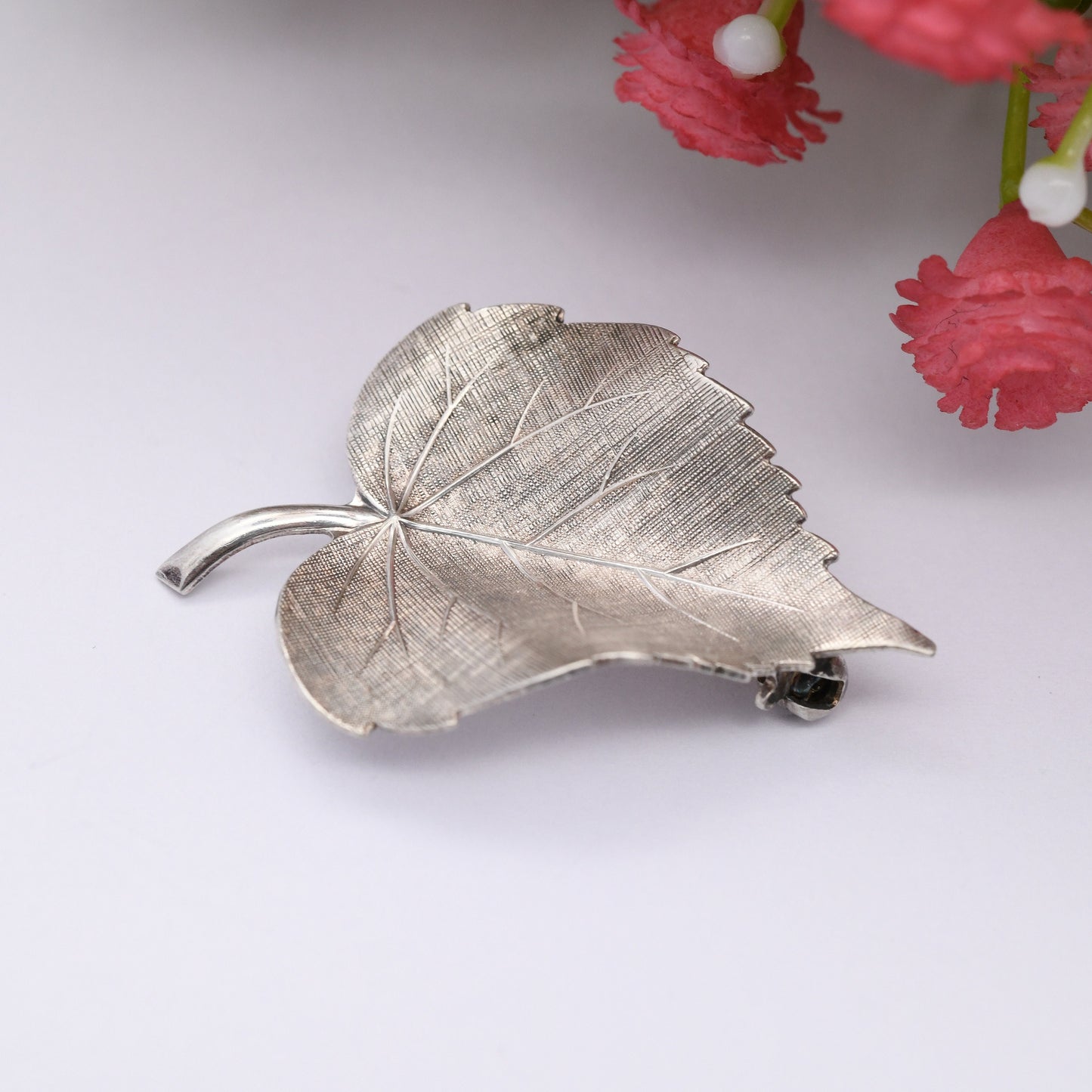 Vintage Kollmar and Jourdan Sterling Silver Leaf Brooch KJ - Mid-Century Designer Jewellery | Textured Modernist Leaf