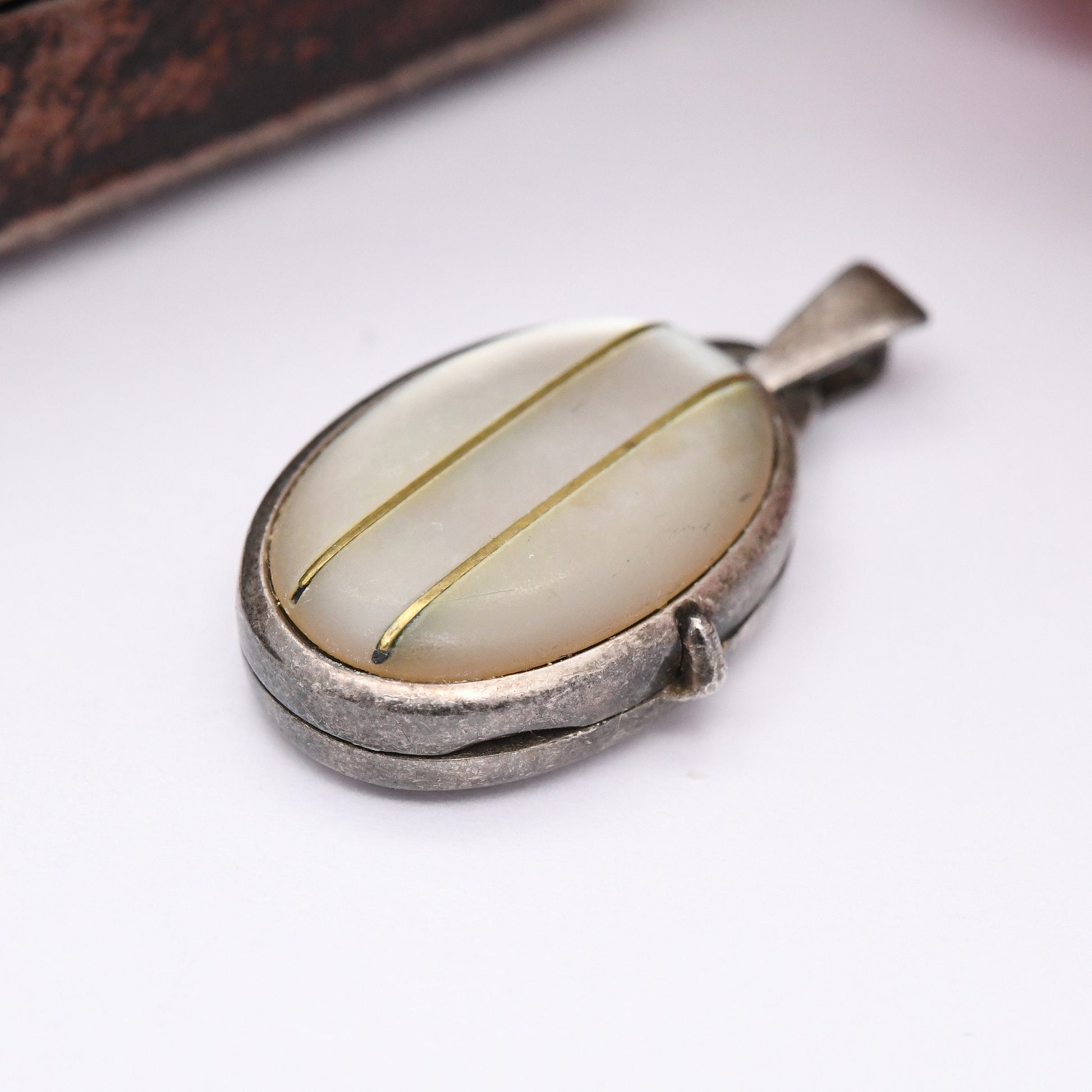 Vintage Sterling Silver Mother of Pearl Locket Pendant by Rodi and Wienenberger R&W - Mid-Century Designer Pretty Little Silver Locket Gift