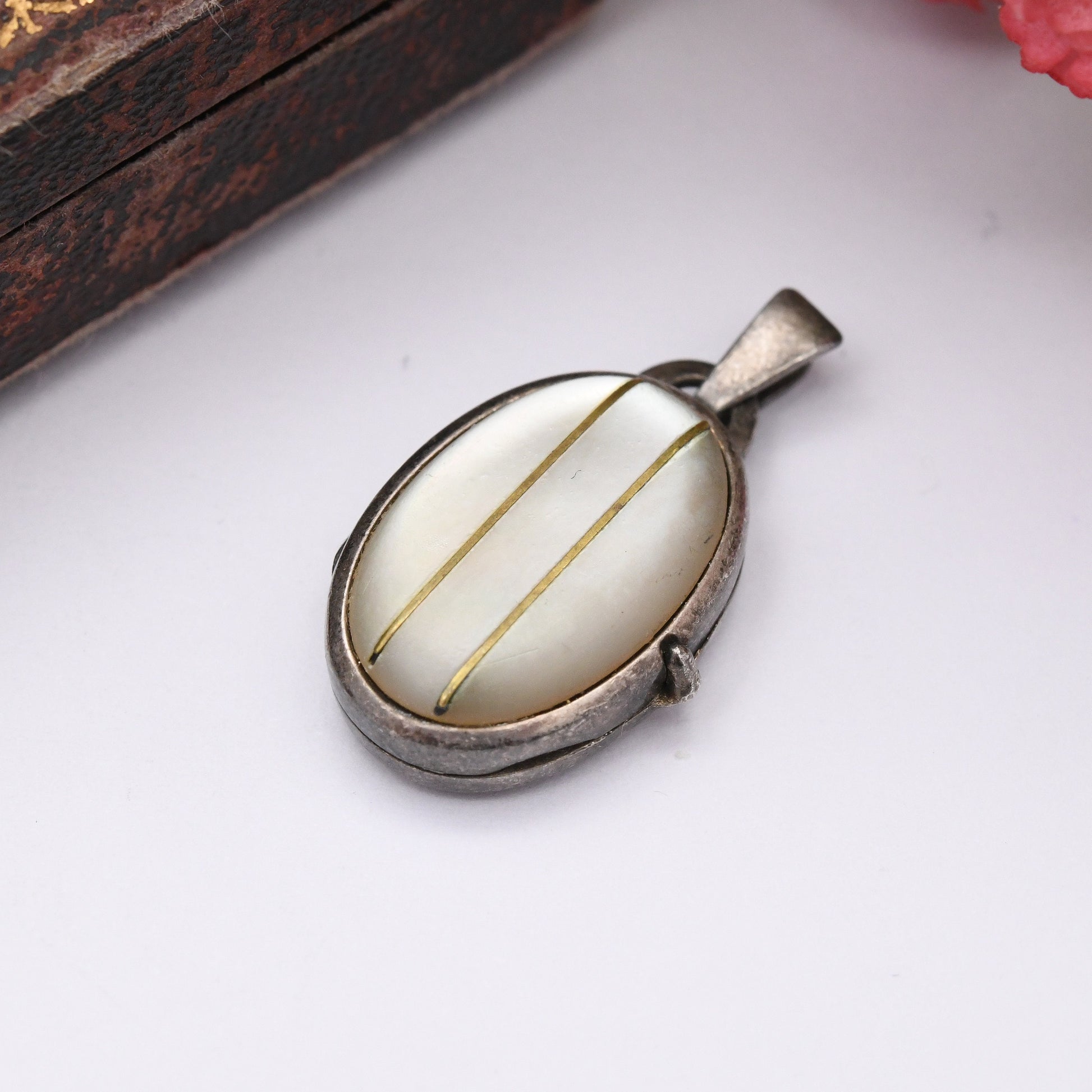 Vintage Sterling Silver Mother of Pearl Locket Pendant by Rodi and Wienenberger R&W - Mid-Century Designer Pretty Little Silver Locket Gift