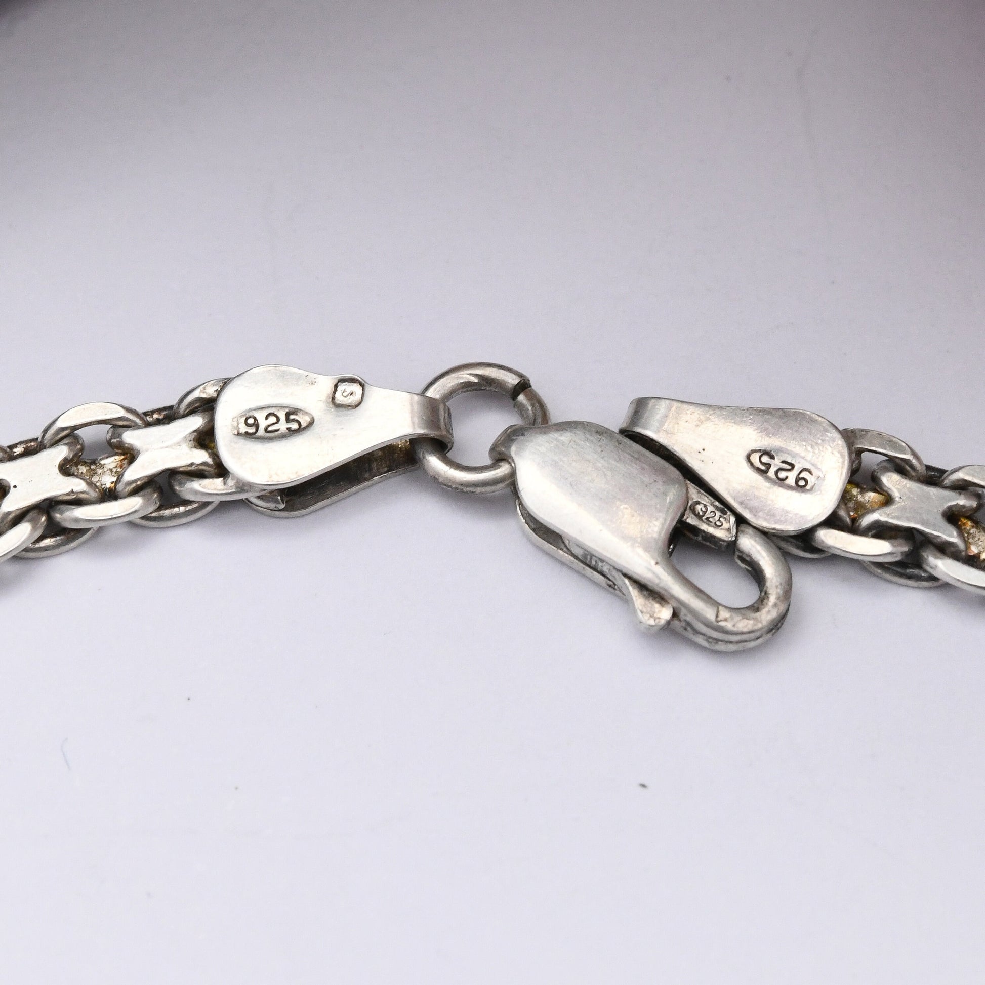 Vintage Sterling Silver Chain Necklace with Fancy Links - Y2K Flat Chain | Quality Silver Necklace | Made in Italy | 18"