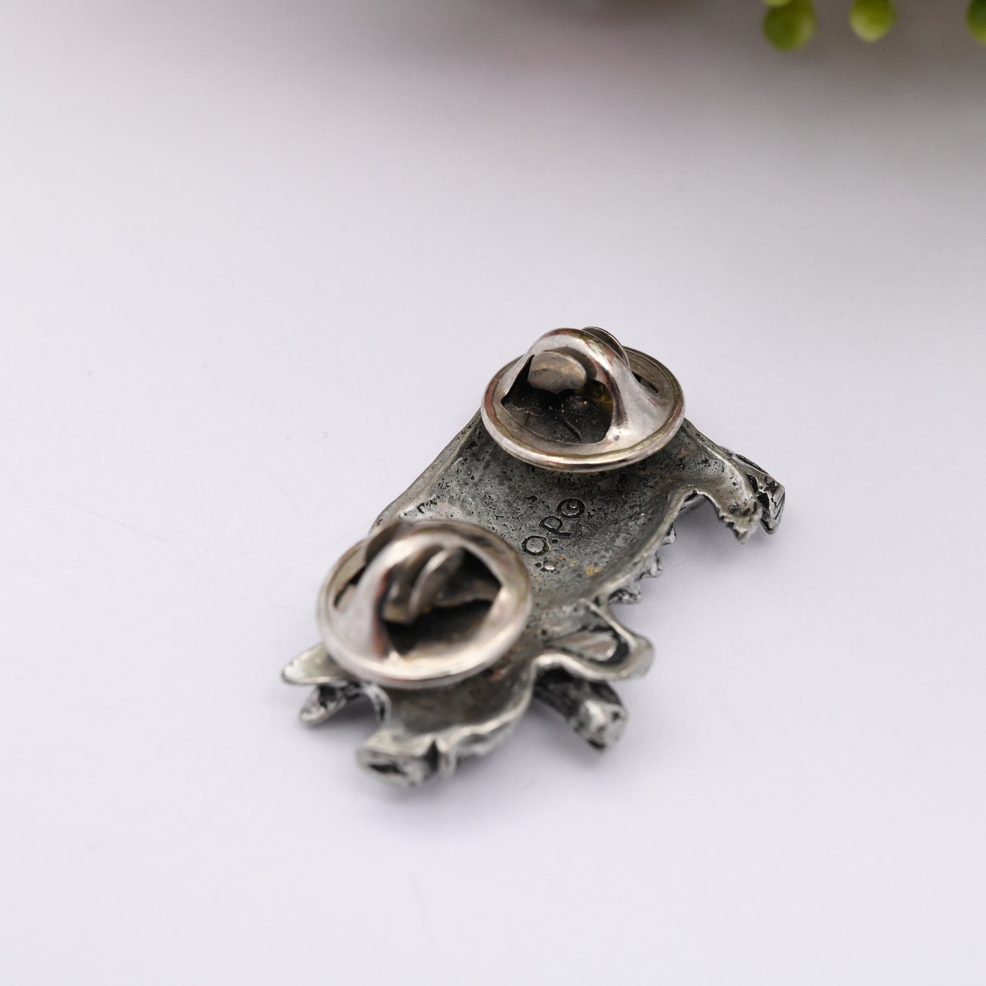 Vintage Pewter Pig Brooch Pin Badge - Signed POP | Silver Tone