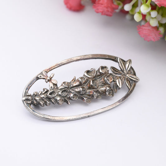 Vintage MASJ Pewter Flower Brooch 1990s - Art Nouveau Style Flower | Openwork Lily Brooch | Silver Tone | Maureen Ann Story-Jones