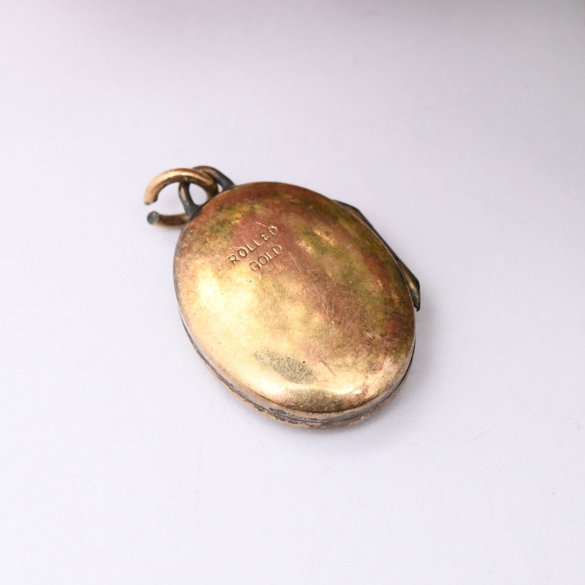 Vintage Rolled Gold Locket Pendant - Engraved Design | Small Photo Necklace