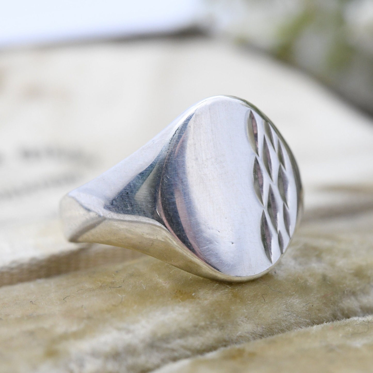 Vintage Sterling Silver Signet Ring 1979 - Chunky Initial Ring | Unisex Everyday Silver | UK Size - P | US Size - 7 3/4