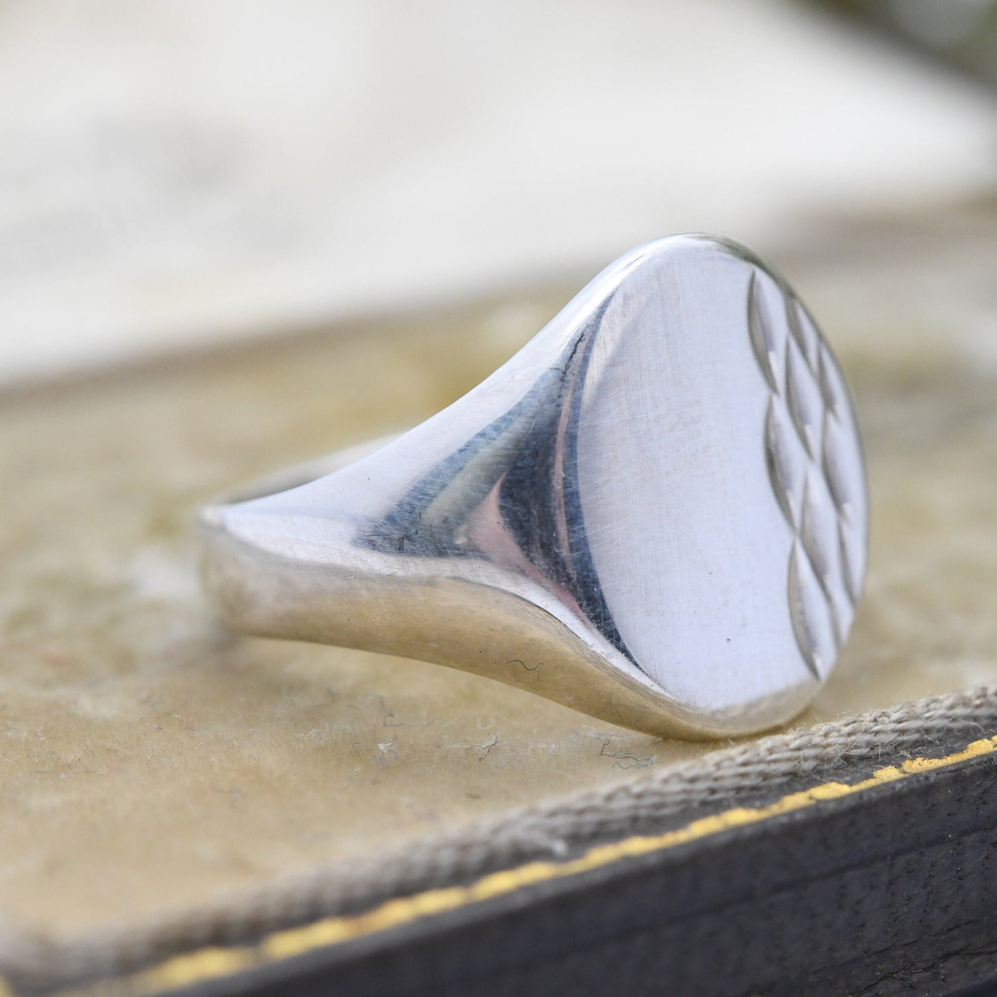 Vintage Sterling Silver Signet Ring 1979 - Chunky Initial Ring | Unisex Everyday Silver | UK Size - P | US Size - 7 3/4