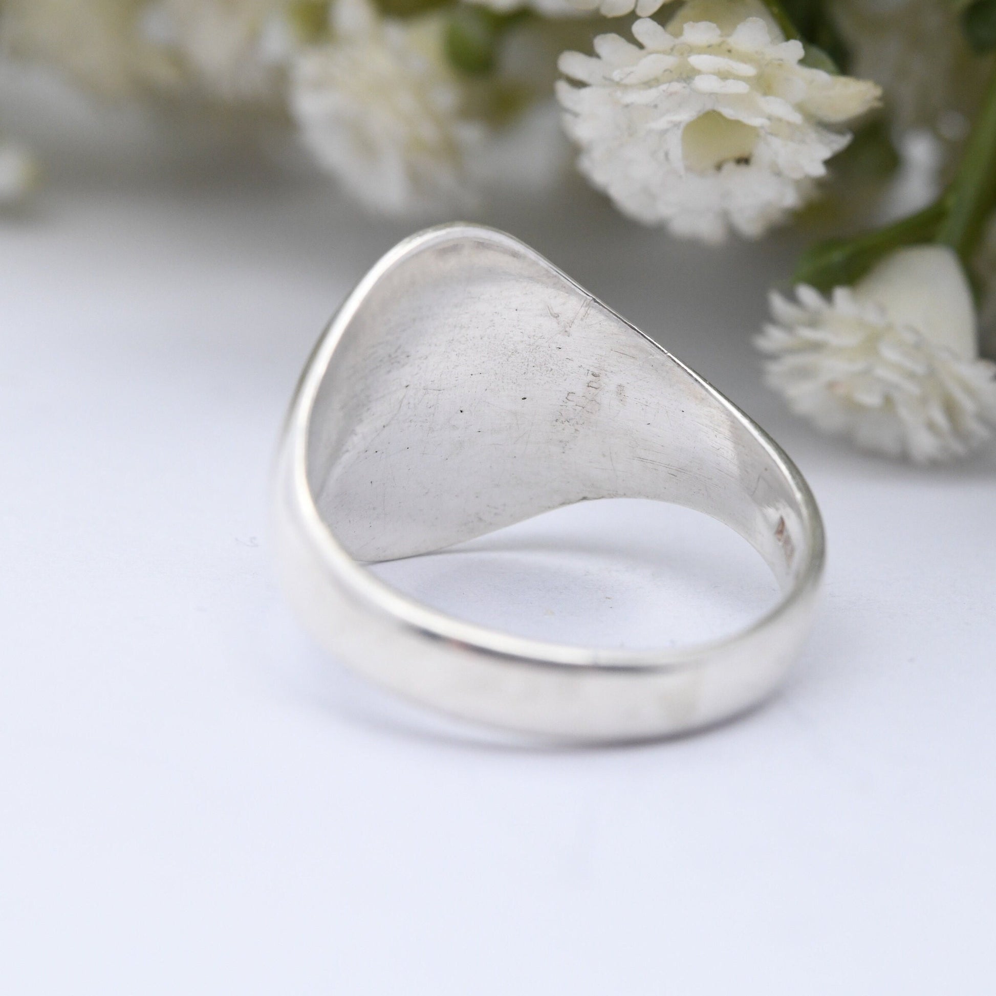 Vintage Sterling Silver Signet Ring 1979 - Chunky Initial Ring | Unisex Everyday Silver | UK Size - P | US Size - 7 3/4