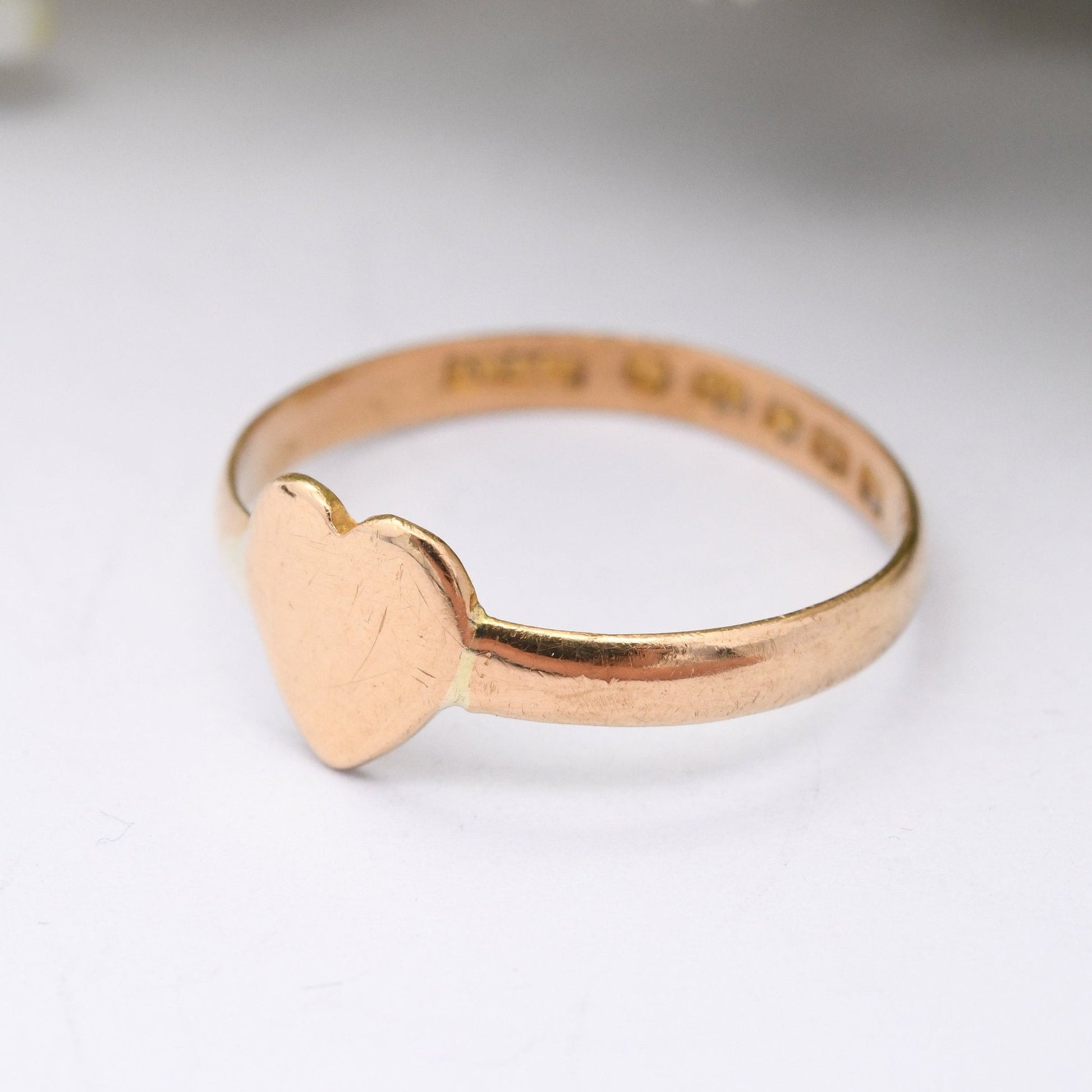 Antique Victorian 22ct Gold Heart Band Ring 1868 - Unusual Love Heart Wedding Ring | UK Size - Q | US Size - 8