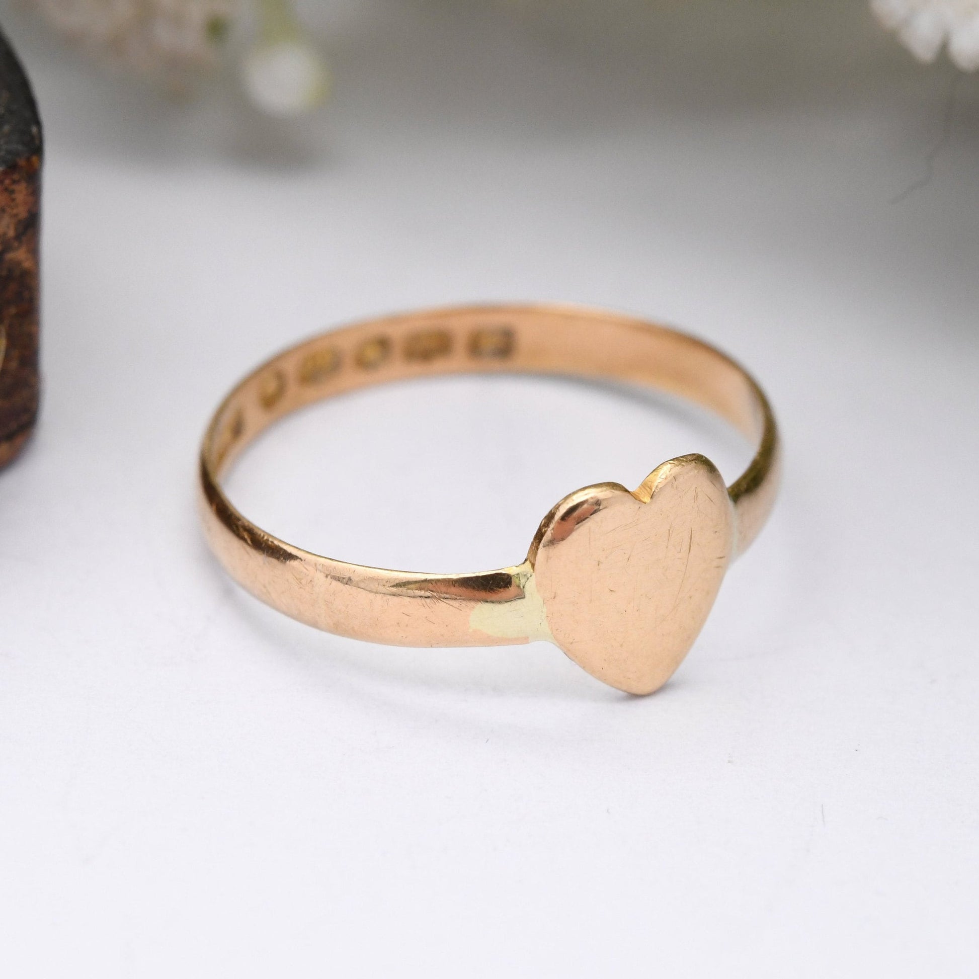 Antique Victorian 22ct Gold Heart Band Ring 1868 - Unusual Love Heart Wedding Ring | UK Size - Q | US Size - 8