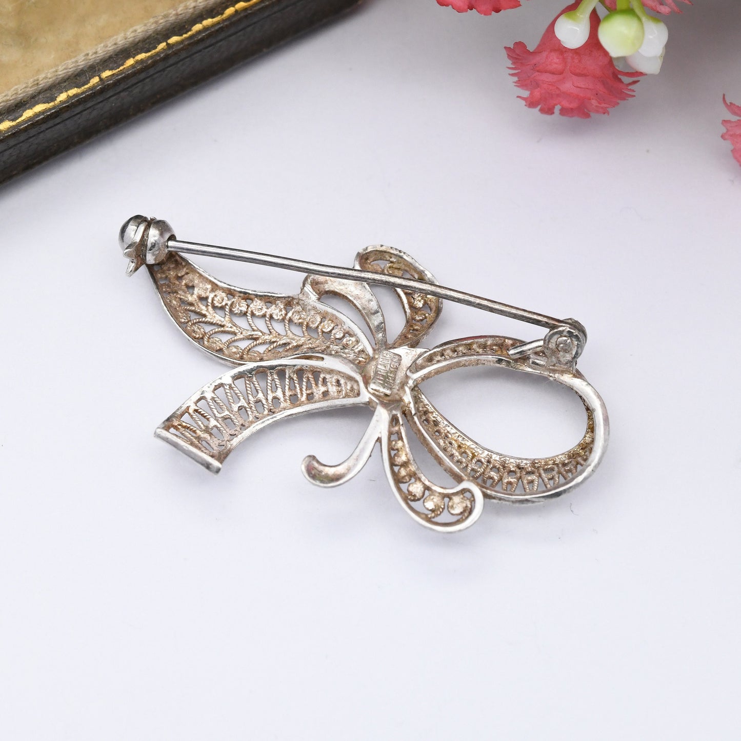 Vintage Sterling Silver Openwork Bow Brooch - Pretty Silver Jewellery Gift