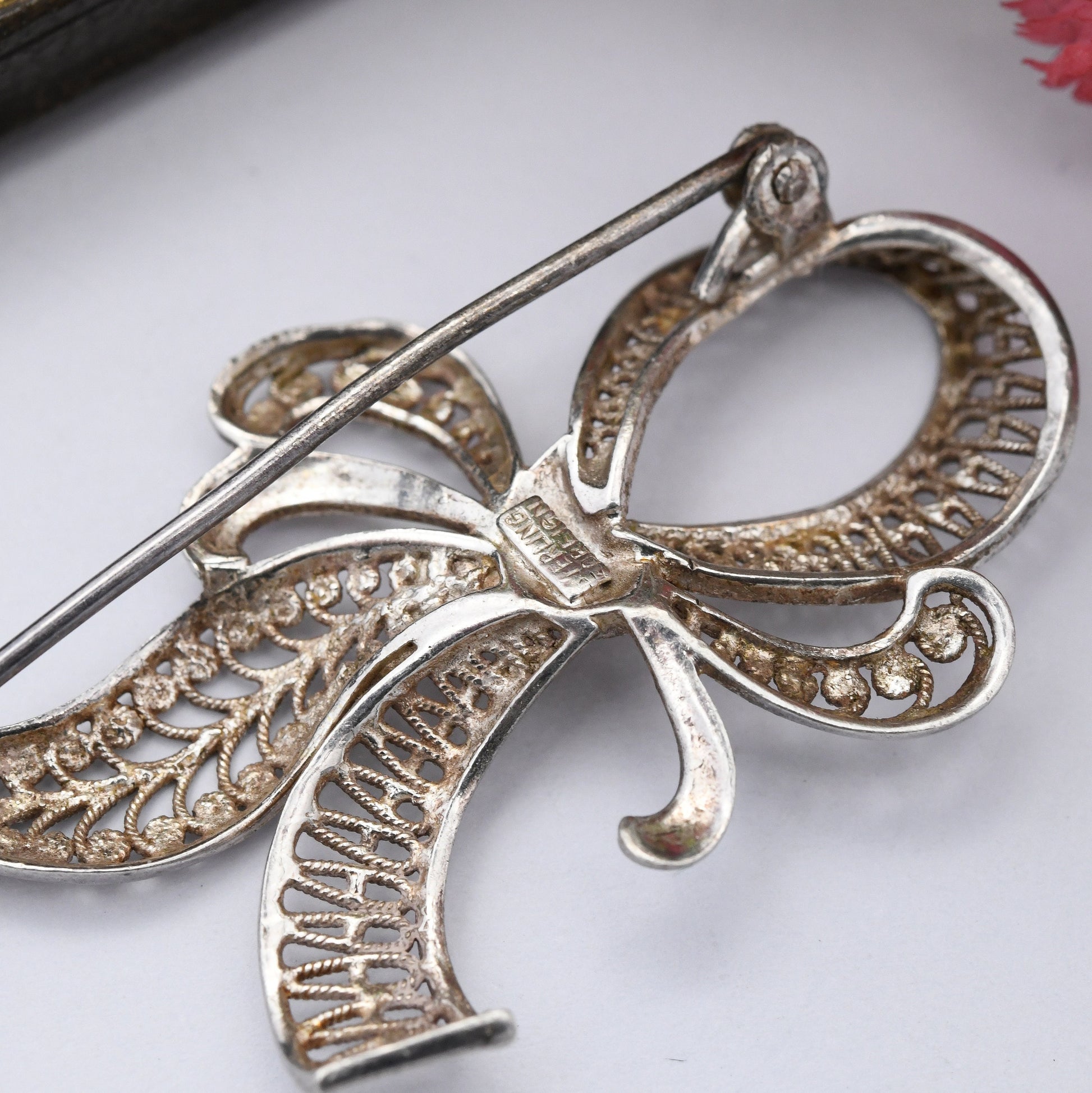 Vintage Sterling Silver Openwork Bow Brooch - Pretty Silver Jewellery Gift