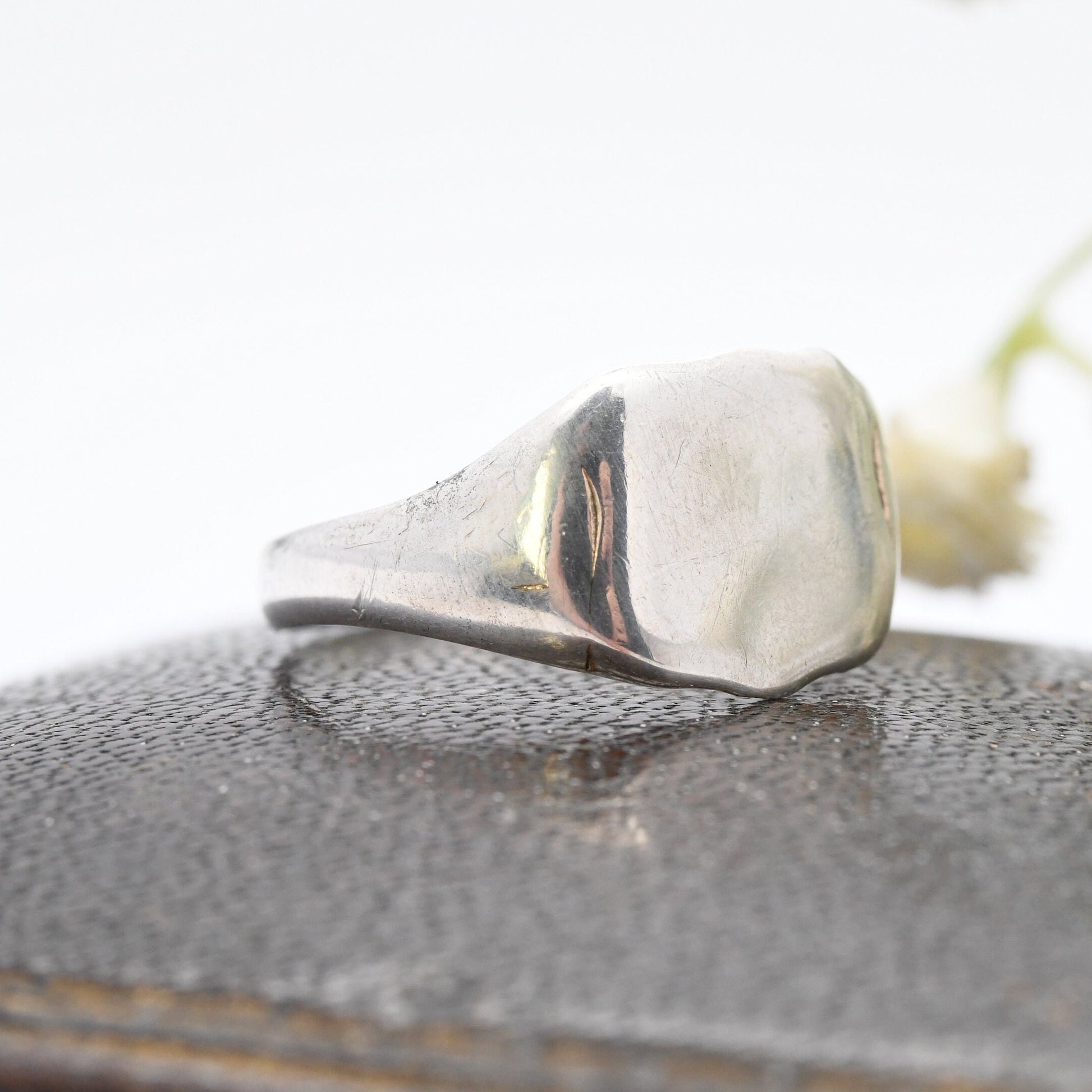 Vintage Sterling Silver Shield Signet Ring 1958 - Mid-Century Statement | Chunky Unisex | UK Size - V 1/2 | US Size - 10 3/4