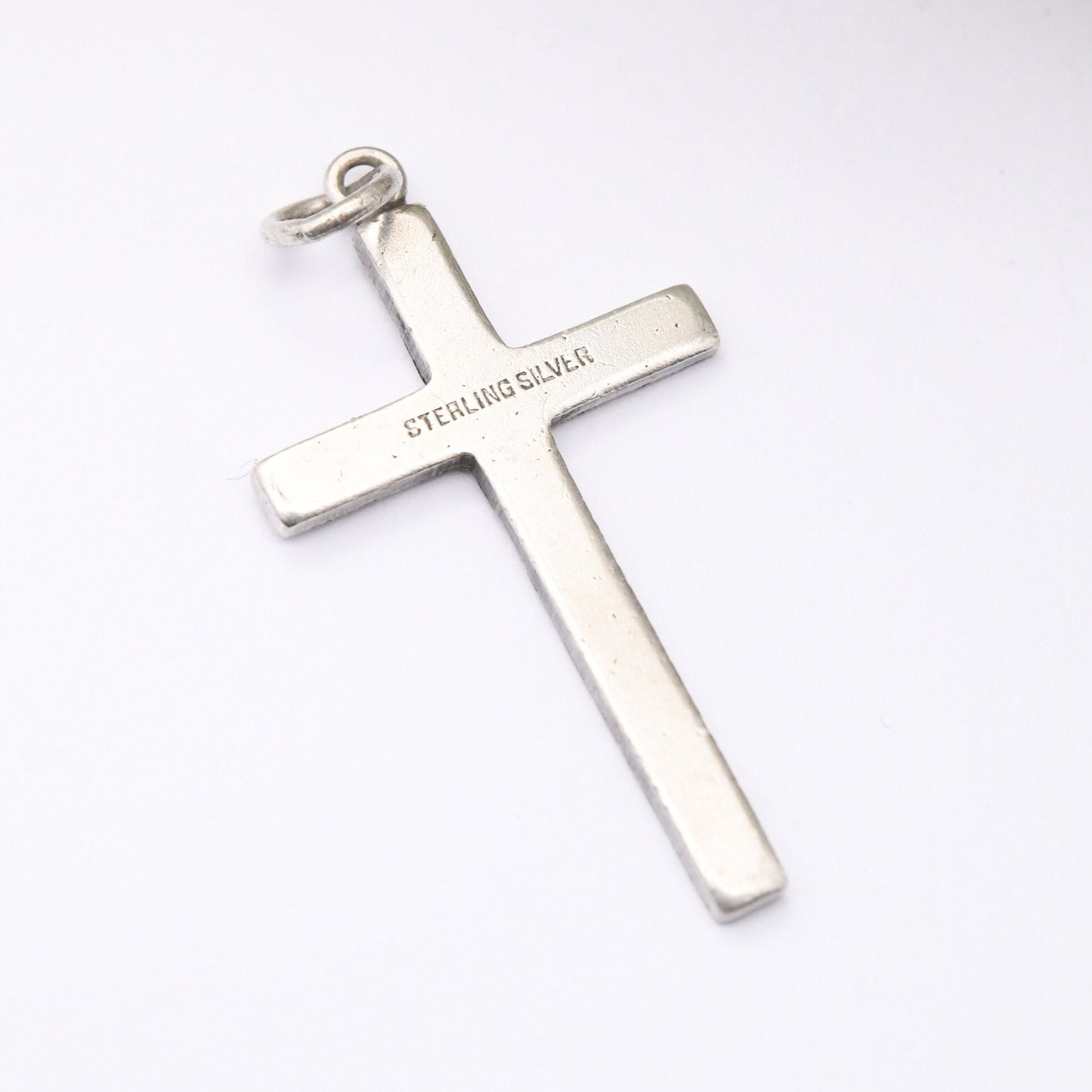 Vintage Sterling Silver Cross Pendant with Star Design