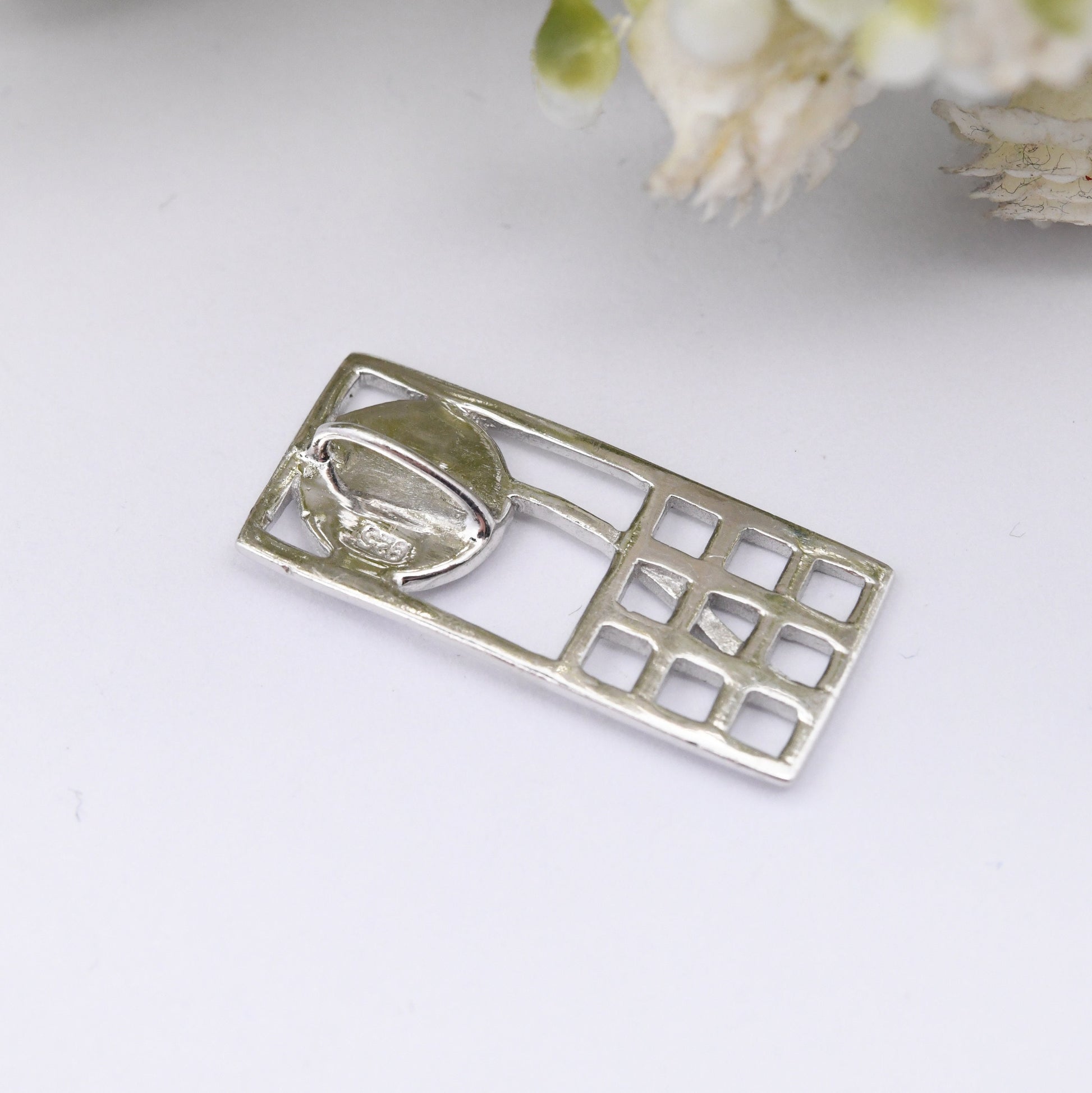 Vintage Sterling Silver Glasgow Rose Flower Openwork Pendant - Celtic Charles Rennie Mackintosh Style
