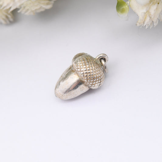 Vintage Sterling Silver Acorn Pendant Charm - Symbol of Growth Oak Tree | Hollow Silver for Charm Collection