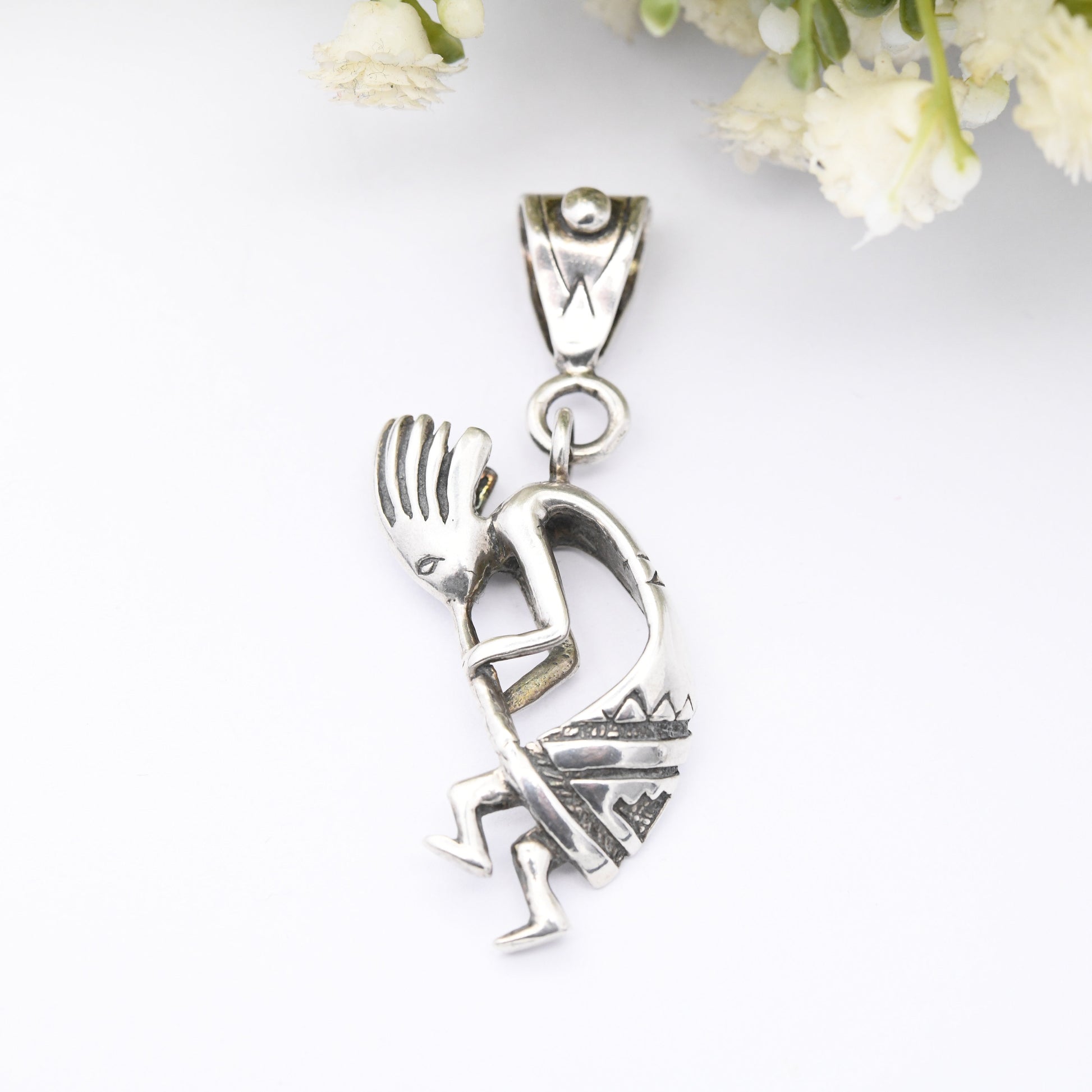 Vintage Navajo Kokopelli Sterling Silver Pendant Fertility Deity - Southwestern Silver | Large Three Dimensional 3D