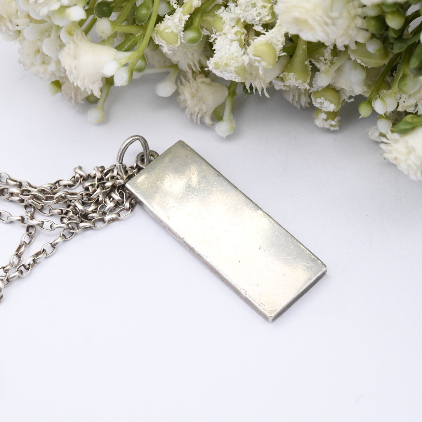 Vintage Sterling Silver Ingot Pendant 1977 with Queen Elizabeth II Silver Jubilee Stamp - Hallmarked Birmingham GC | Mid-Century Necklace