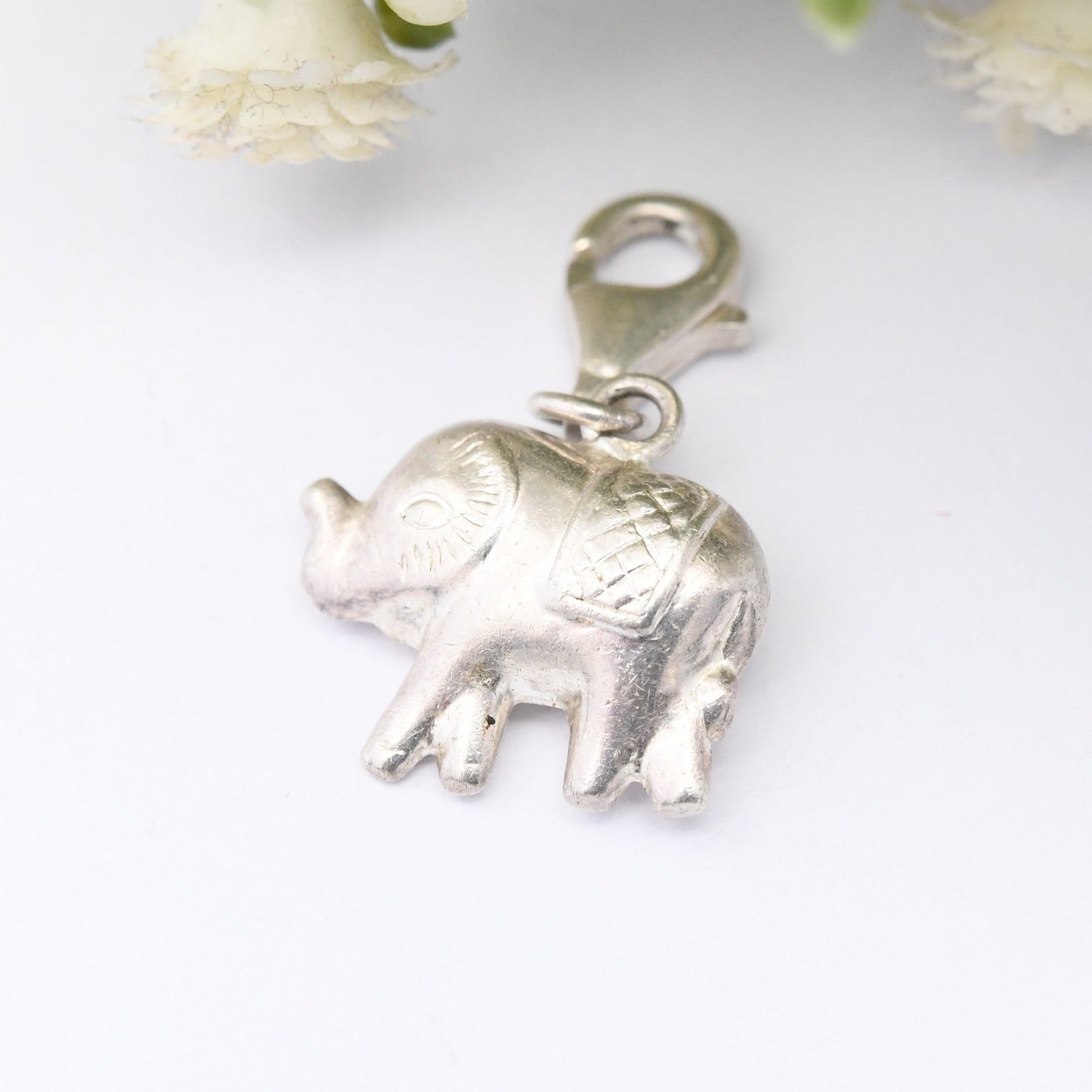 Sterling Silver Elephant Charm Pendant with Lobster Clasp - Cute Animal | Nature Lover Gift | Charm Bracelet | Indian Elephant