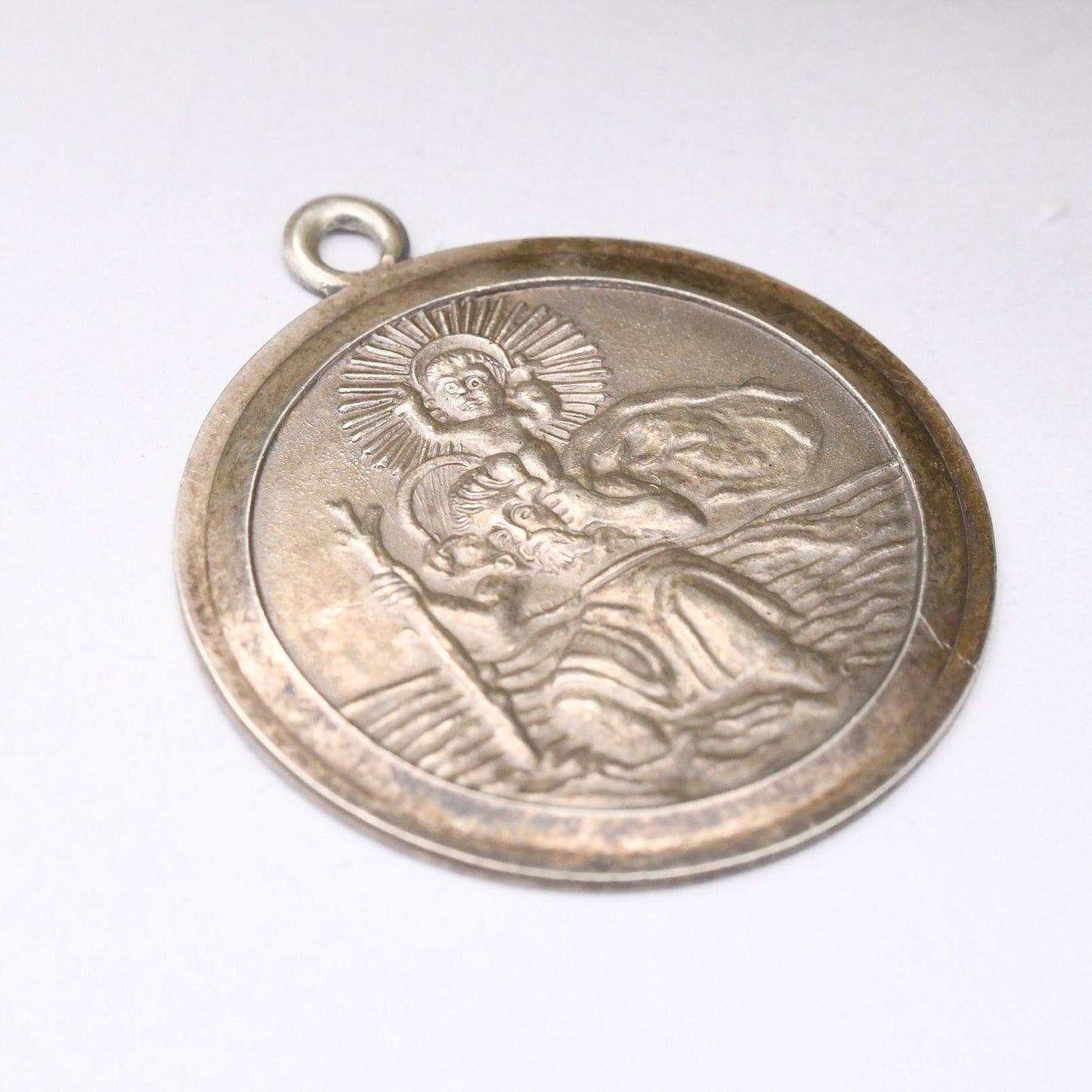 Vintage Georg Jensen Sterling Silver St. Christopher Pendant - Detailed Religious Necklace | Gift for Traveller