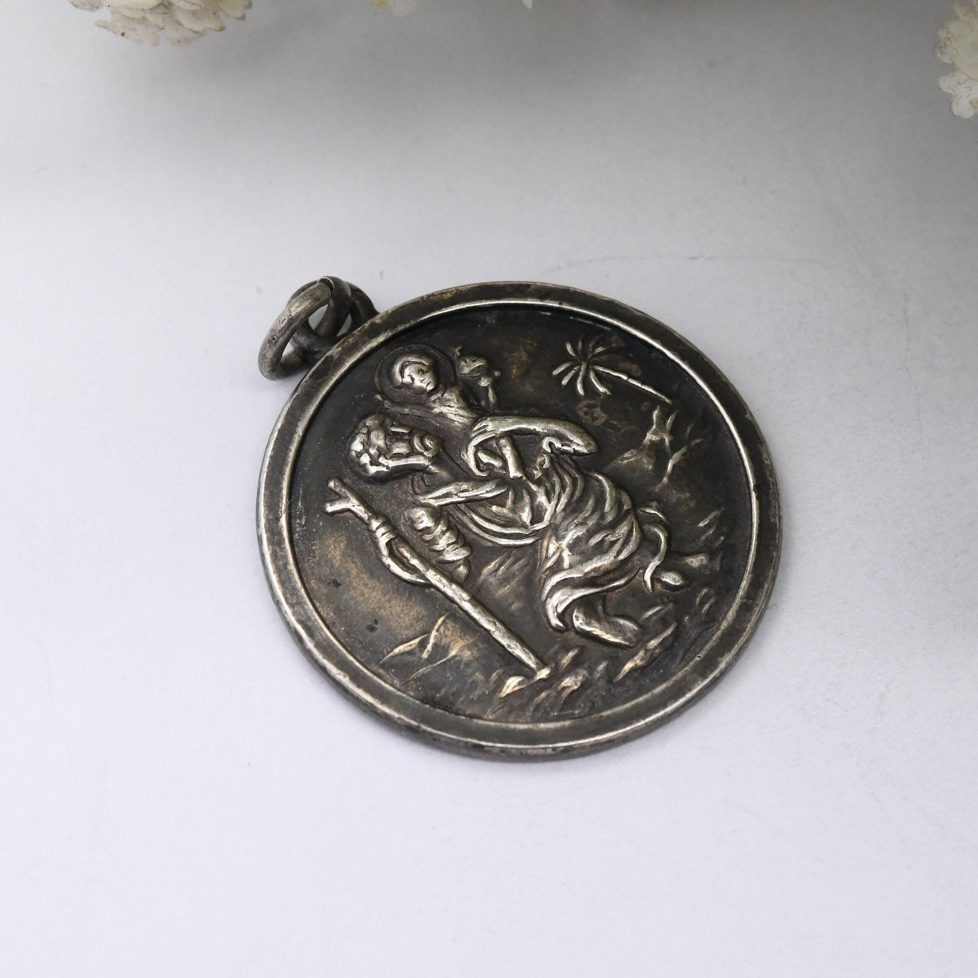 Vintage Sterling Silver St. Christopher Pendant - Gift for Traveller | Christian Saint Necklace