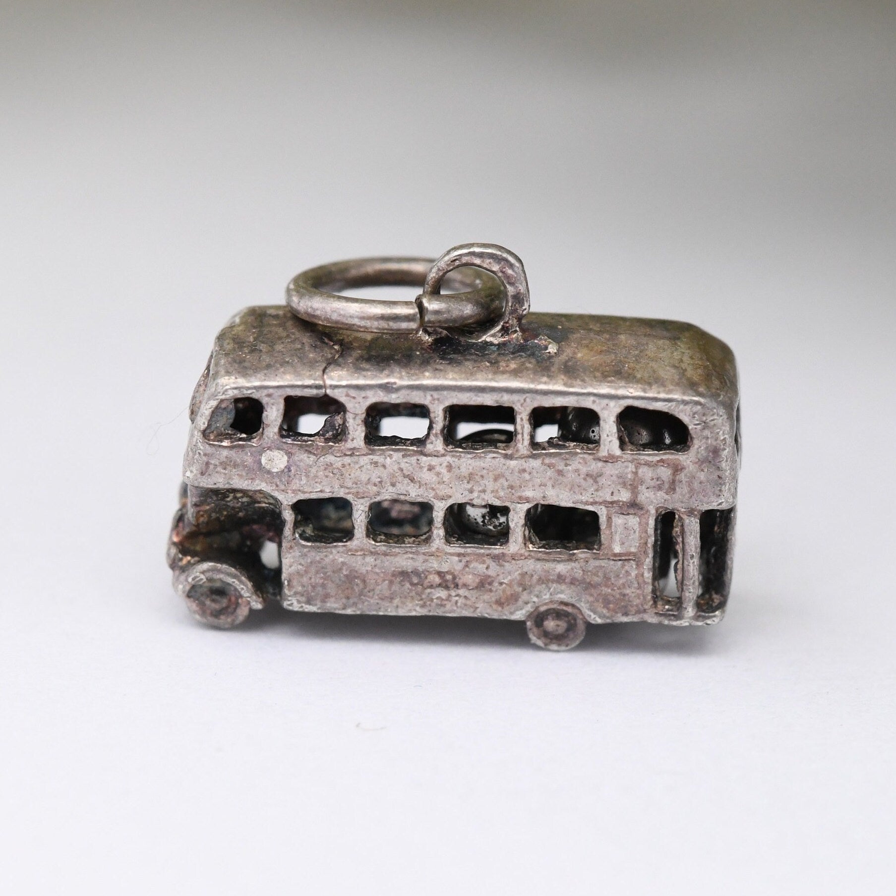 Vintage Sterling Silver Bus Charm Pendant - Old Style Vehicle | for Charm Bracelet Charm Necklace