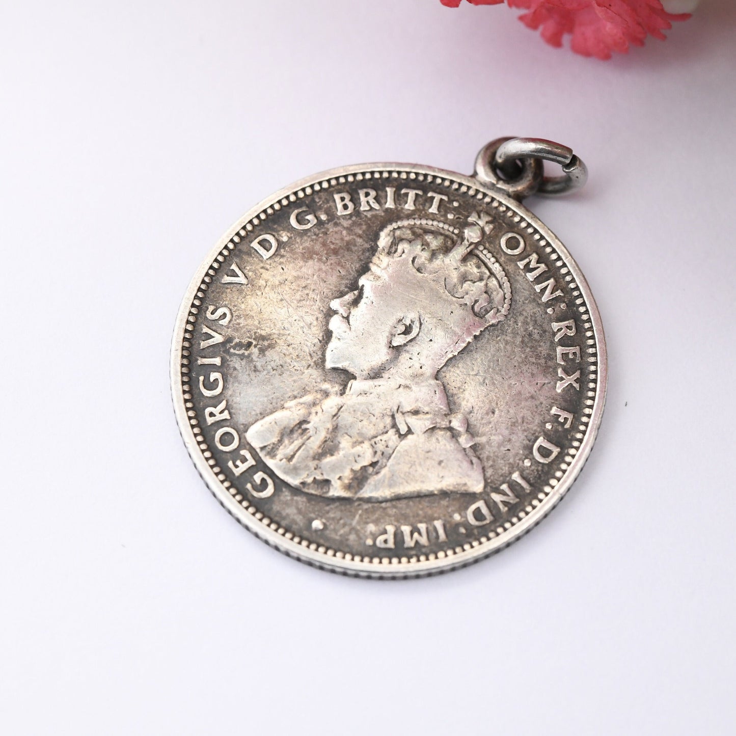 Antique Australia One Shilling George V 1911 Sterling Silver Coin Pendant - Silver Coin Jewellery