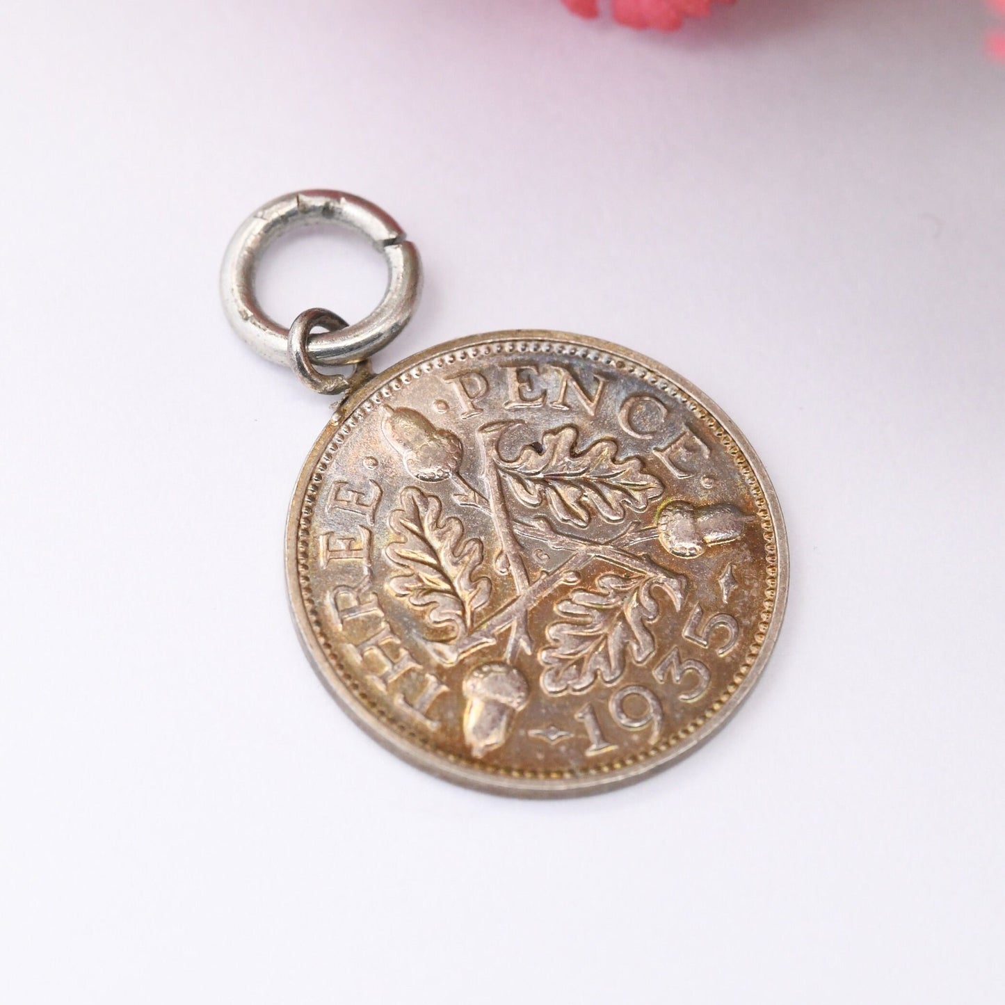 Vintage Silver George V Threepence Coin Charm Pendant 1935 - Silver Coin Jewellery