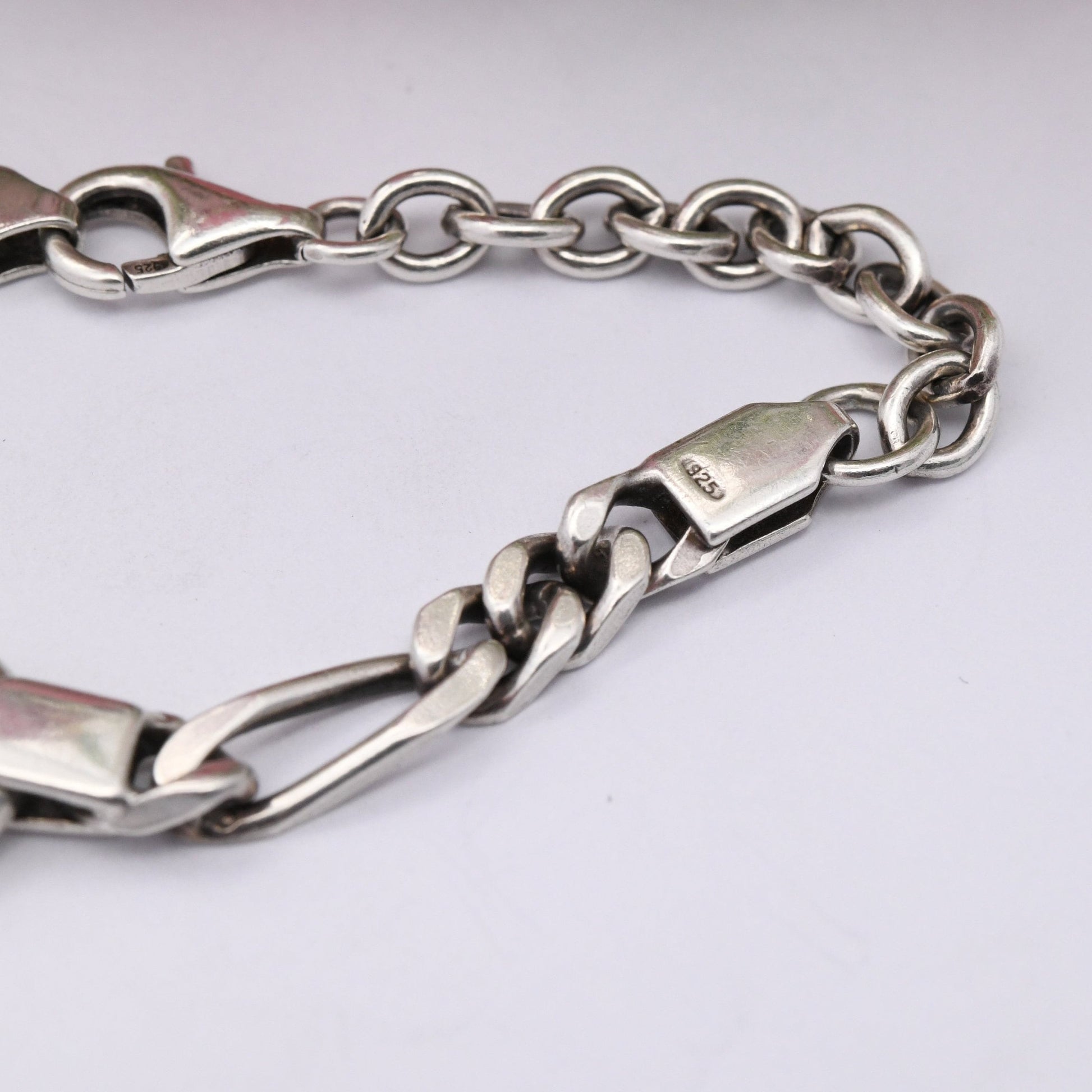 Vintage Sterling Silver Ankle Bracelet Anklet - Long Figaro Chain with Hoops | Gift for Girlfriend | Quality Minimalist Silver