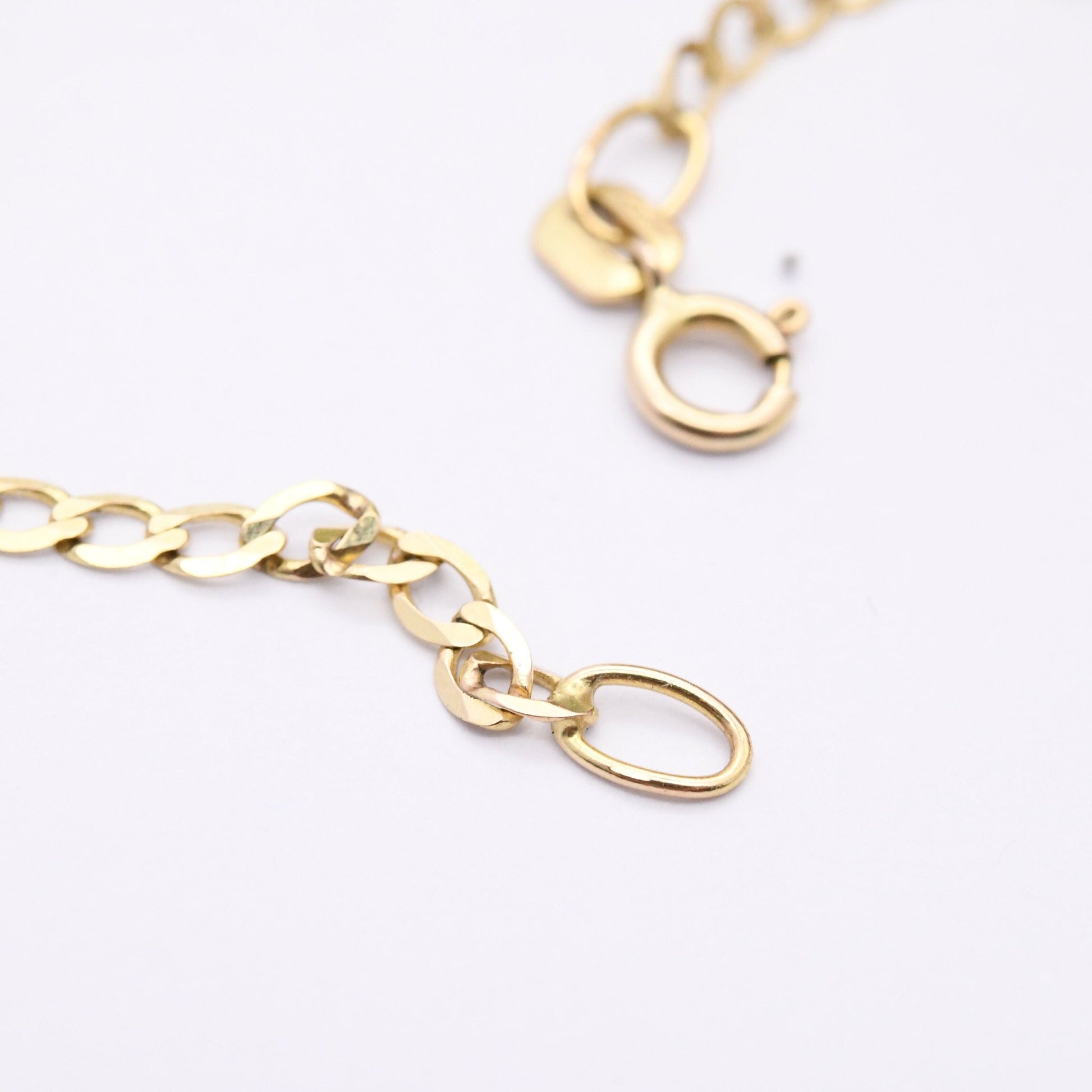 Vintage 9ct Gold Flat Curb Link Chain Necklace - Solid Gold | 20" 50cm