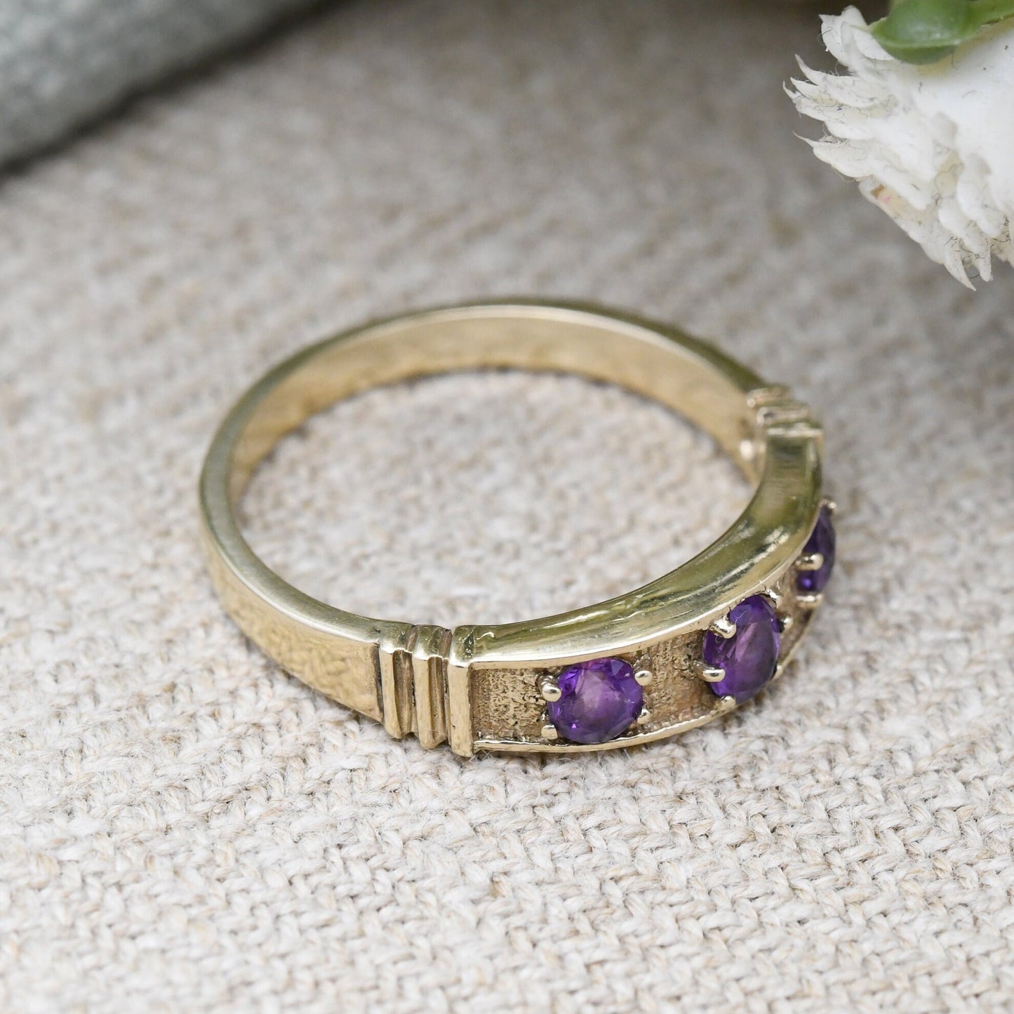 Vintage 9ct Gold Amethyst Ring 1999 - Edinburgh Scotland | Unusual Chunky Statement Setting | UK Size - P | US Size - 7 3/4