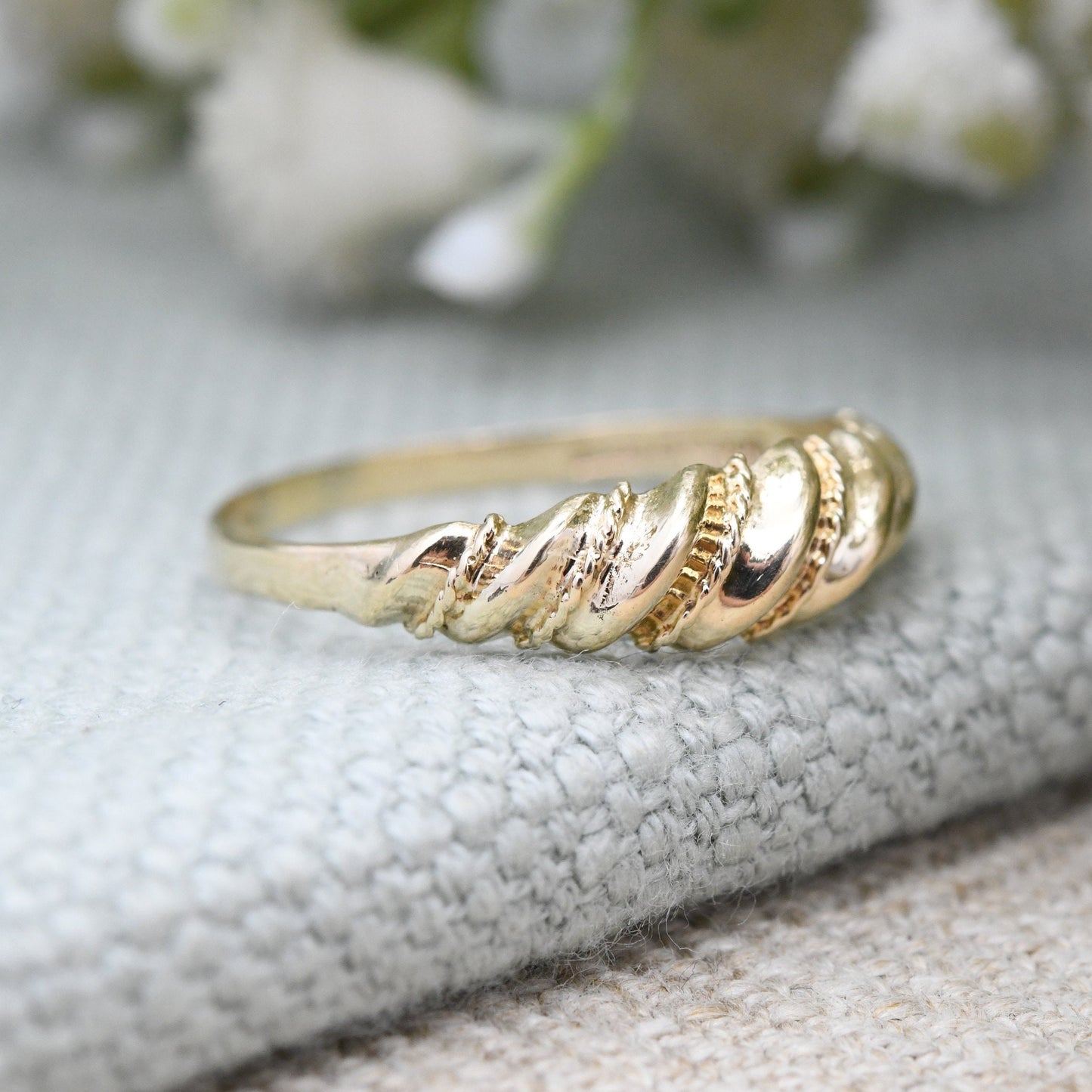 Vintage 9ct Gold Twist Ring 1991 - Twisted Band Ring | UK Size - P 1/2 | US Size - 8