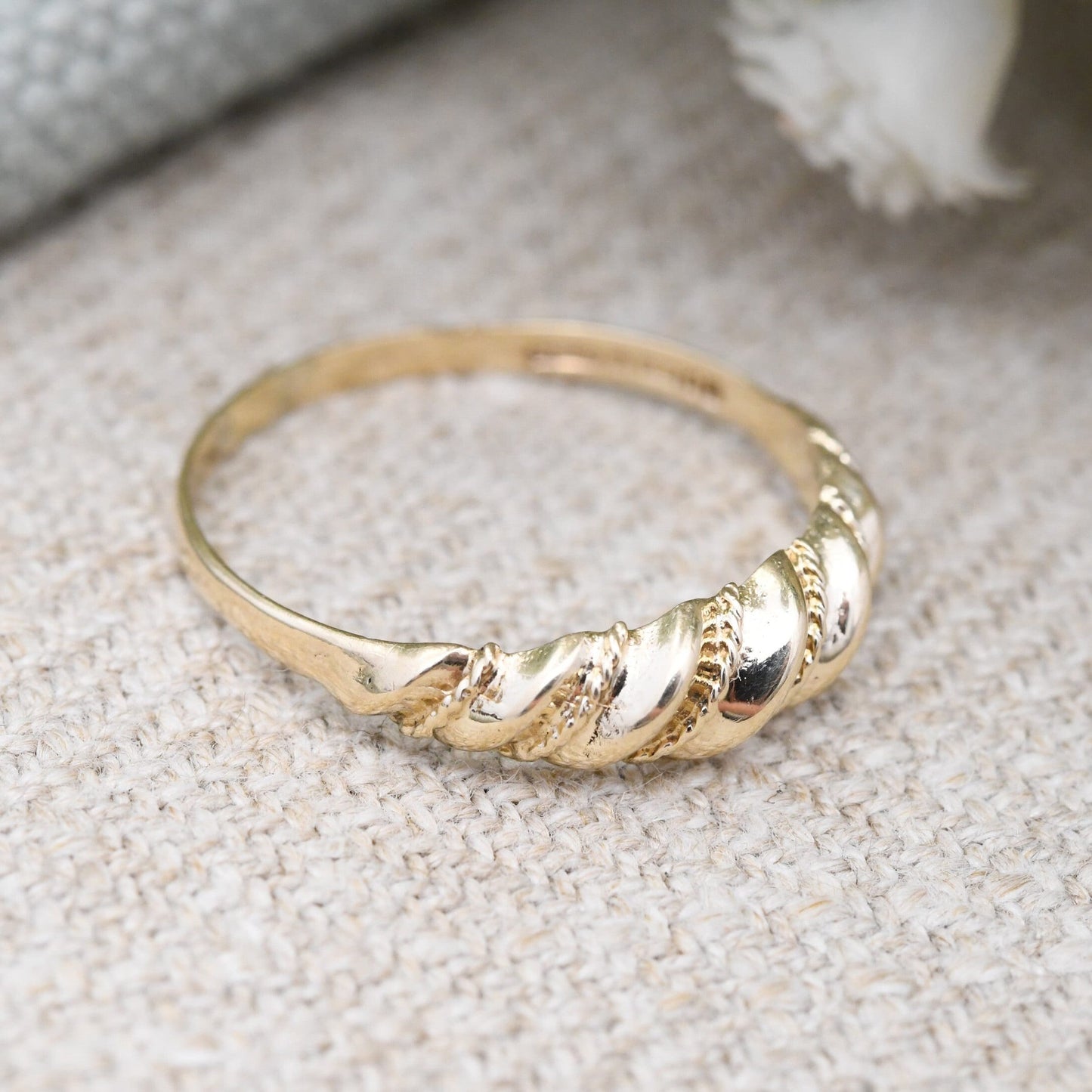 Vintage 9ct Gold Twist Ring 1991 - Twisted Band Ring | UK Size - P 1/2 | US Size - 8