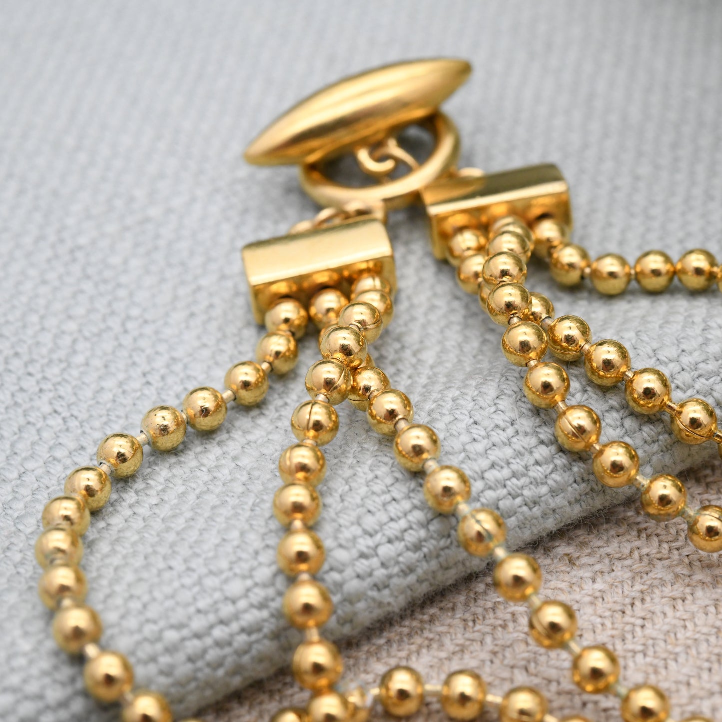 Vintage Monet Multi-Strand Necklace - Gold Tone Bead and Crystal | Mid-Century Costume Jewellery