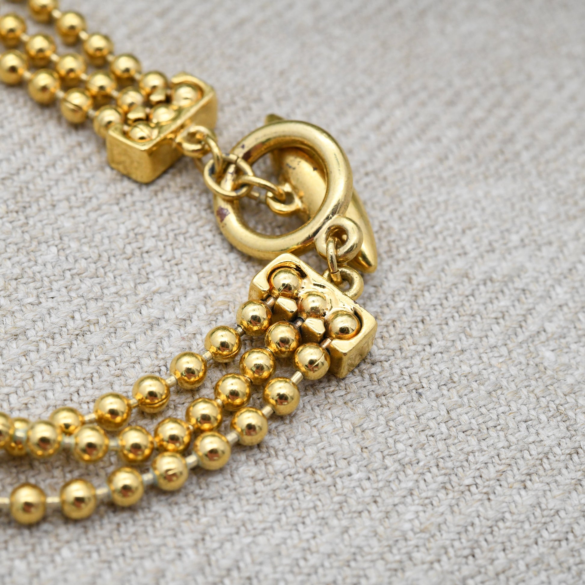 Vintage Monet Multi-Strand Necklace - Gold Tone Bead and Crystal | Mid-Century Costume Jewellery