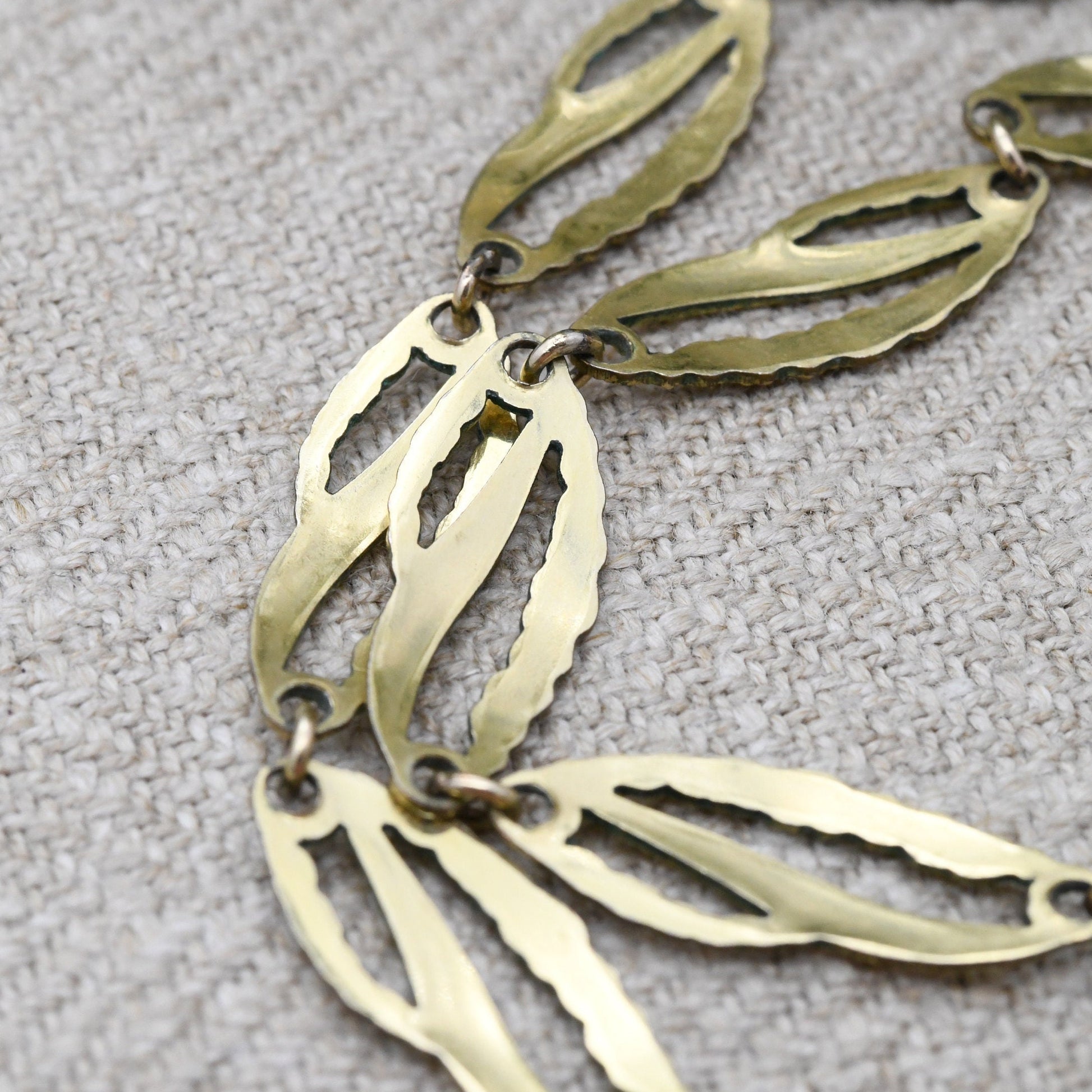 Vintage Kordes and Lichtenfels 14ct Rolled Gold Panel Necklace - Mid-Century Textured | German Designers K&L