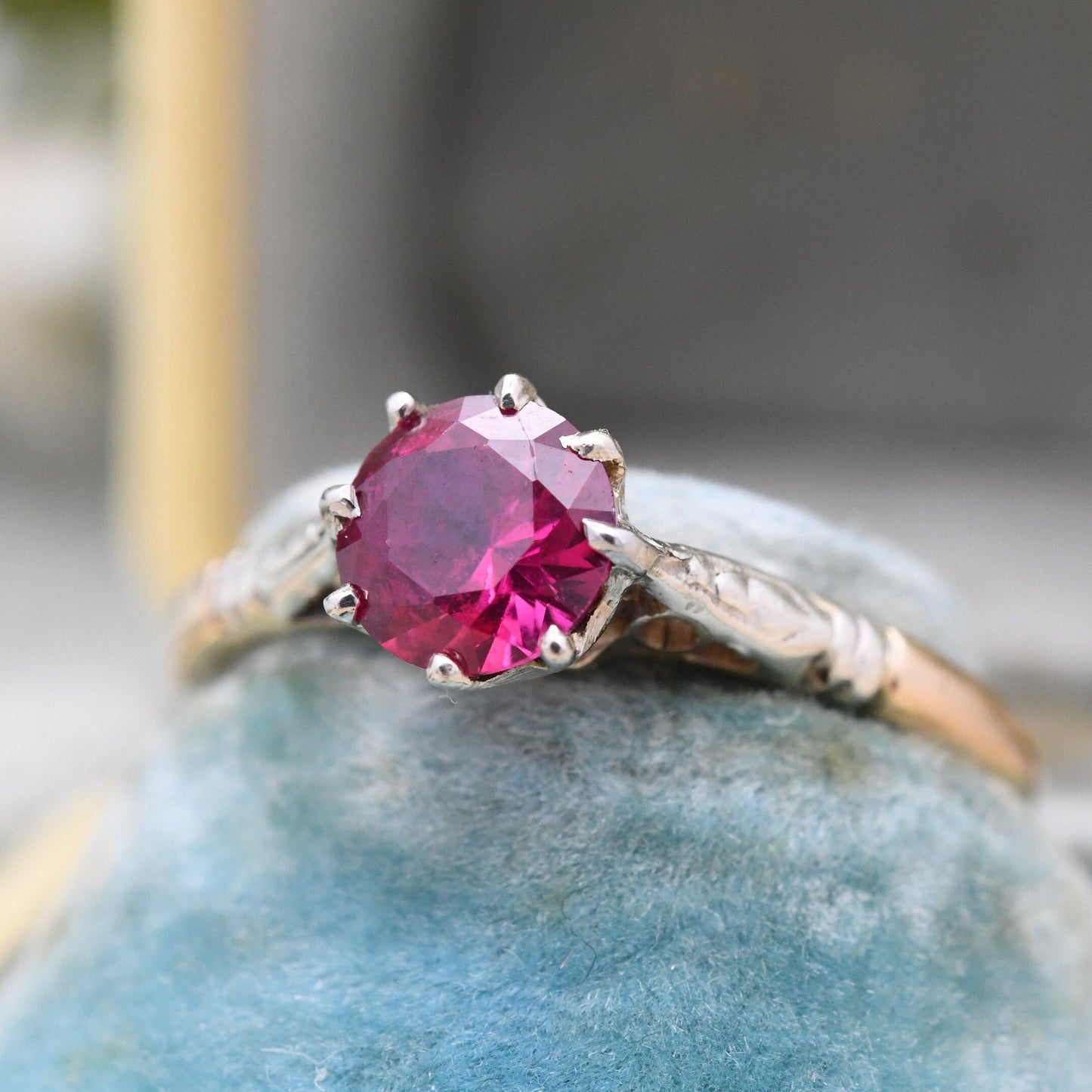 Vintage 9ct Gold Ruby Ring - Large Solitaire Stone | Stamped JH Lifetime | UK Size - M | US Size - 6