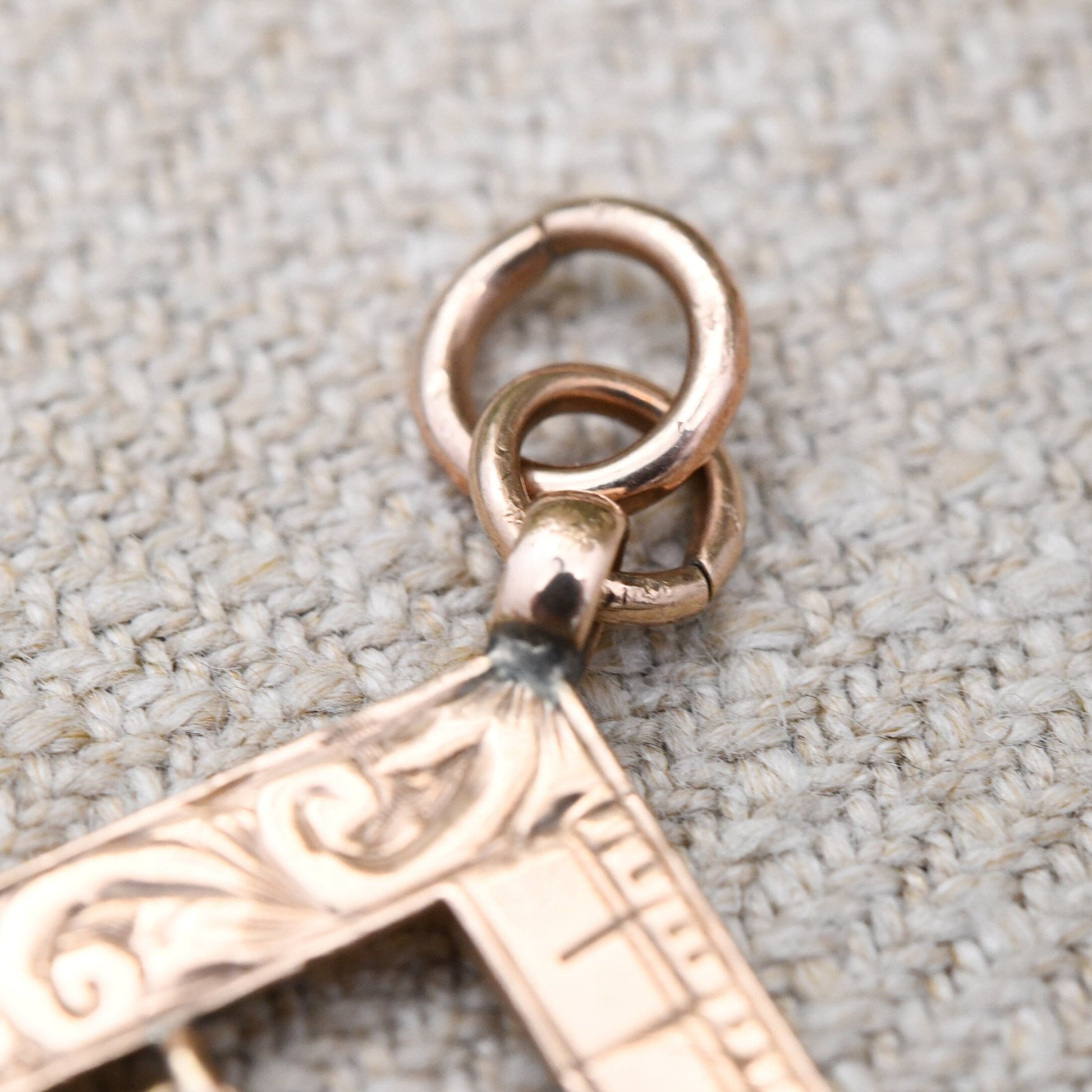 Antique 9ct Gold Masonic Square and Book Pendant by William Adams - Articulated Rose Gold Fob Edwardian